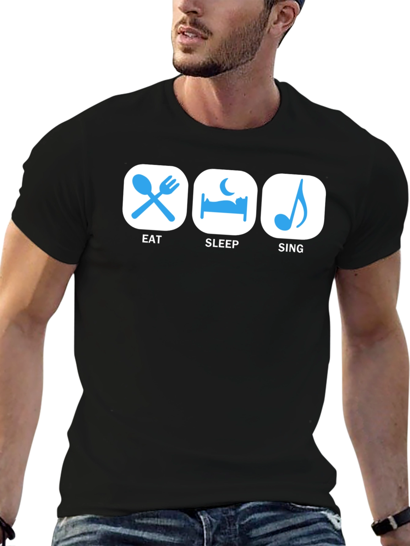 Eat Sleep Sing Black Graphic Tee