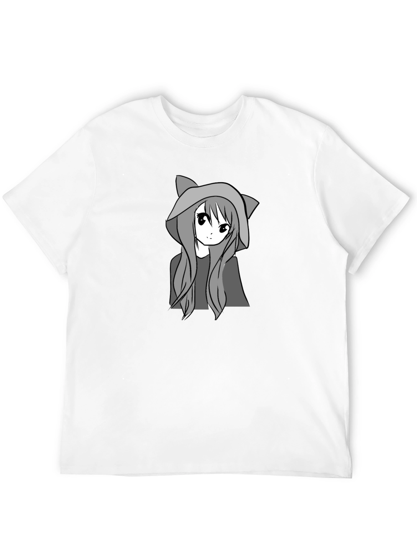 Anime Cat Girl Black T-Shirt
