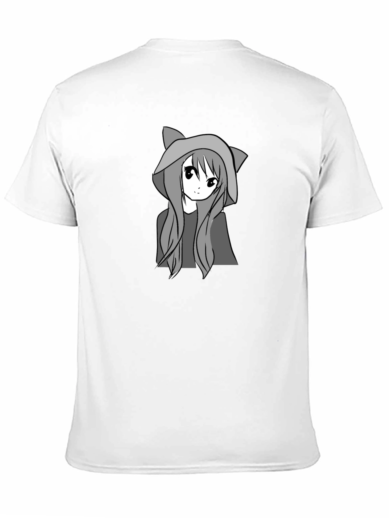 Anime Cat Girl Black T-Shirt