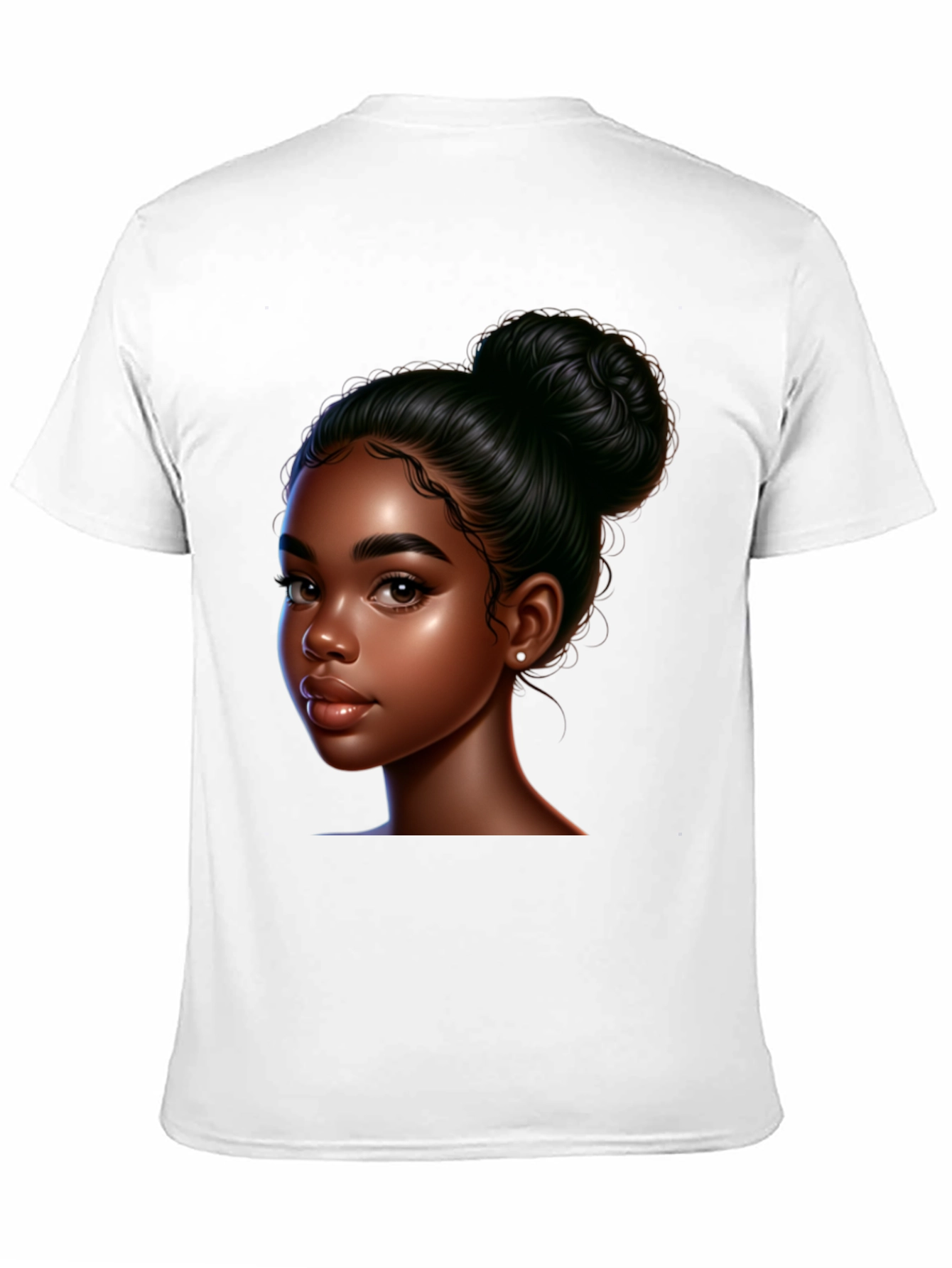 Black T-Shirt with Beautiful Dark-Skinned Woman Graphic