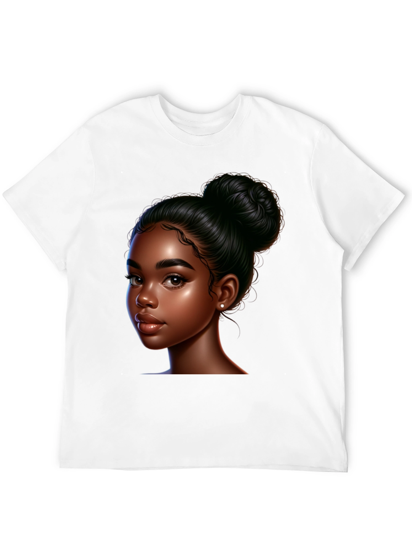Black T-Shirt with Beautiful Dark-Skinned Woman Graphic