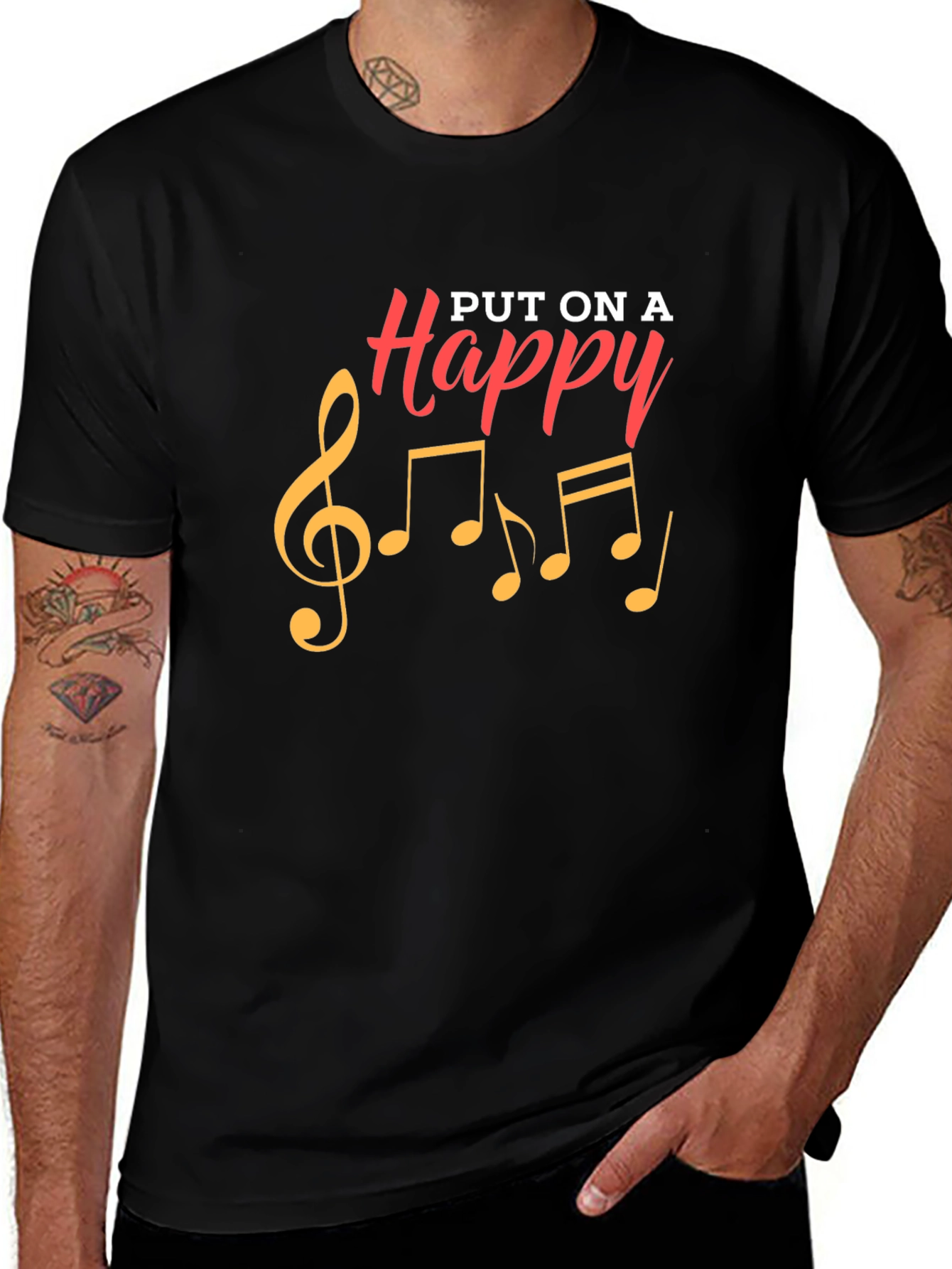 Happy Note Black Graphic Tee Shirt
