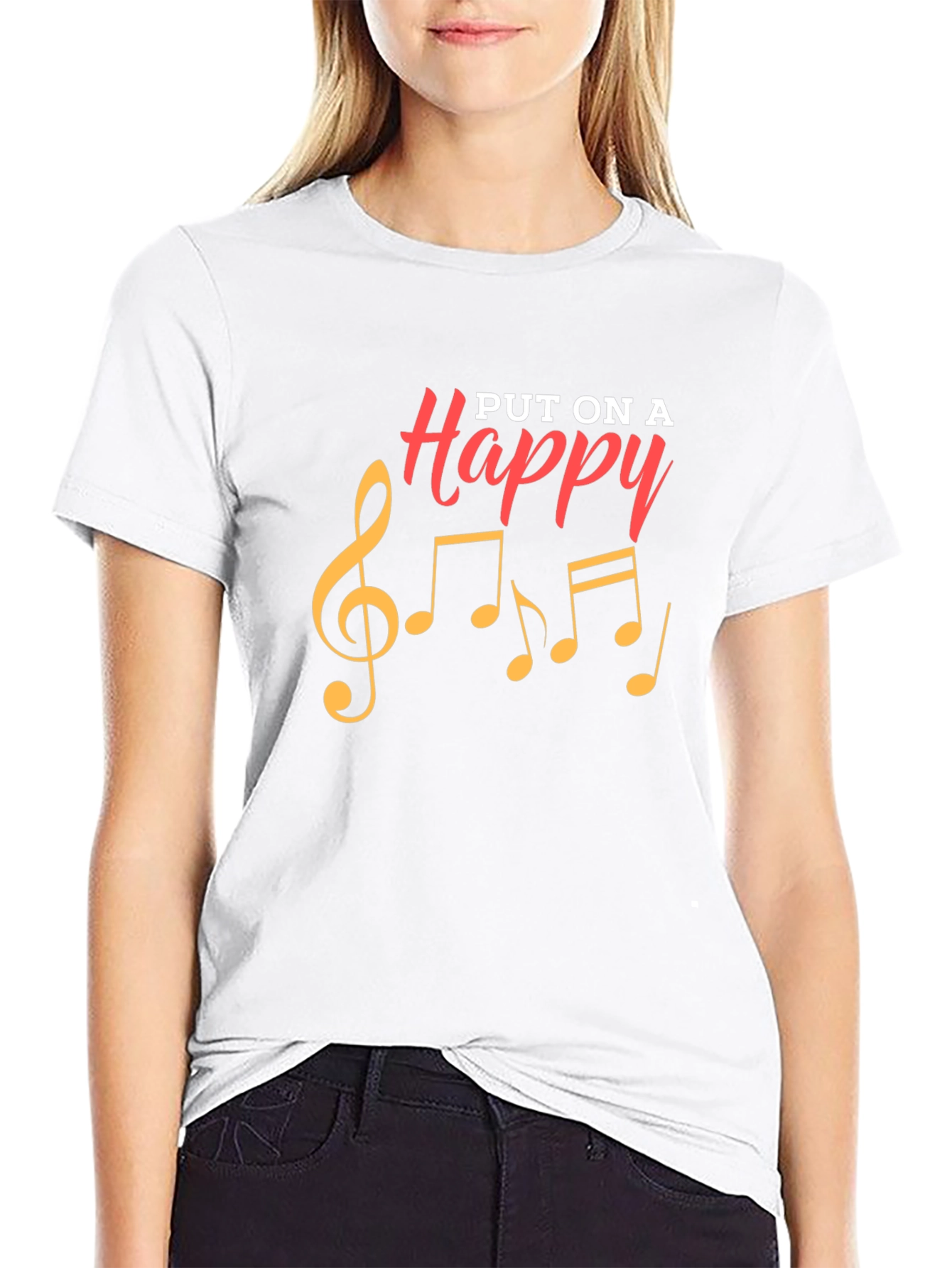 Happy Note Black Graphic Tee Shirt
