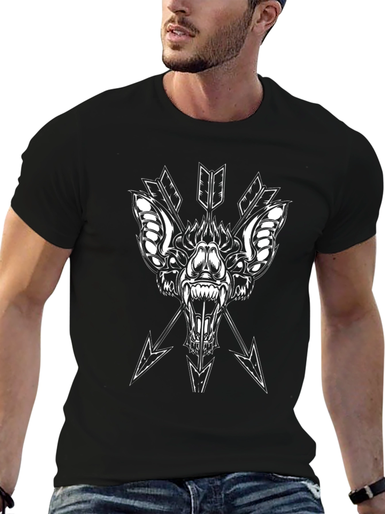 Mens Black Graphic Tee - Fierce Animal Design