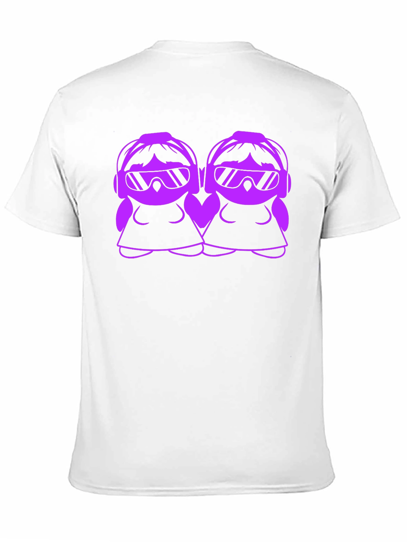 Cool Cartoon DJ Twin Girls Black T-Shirt