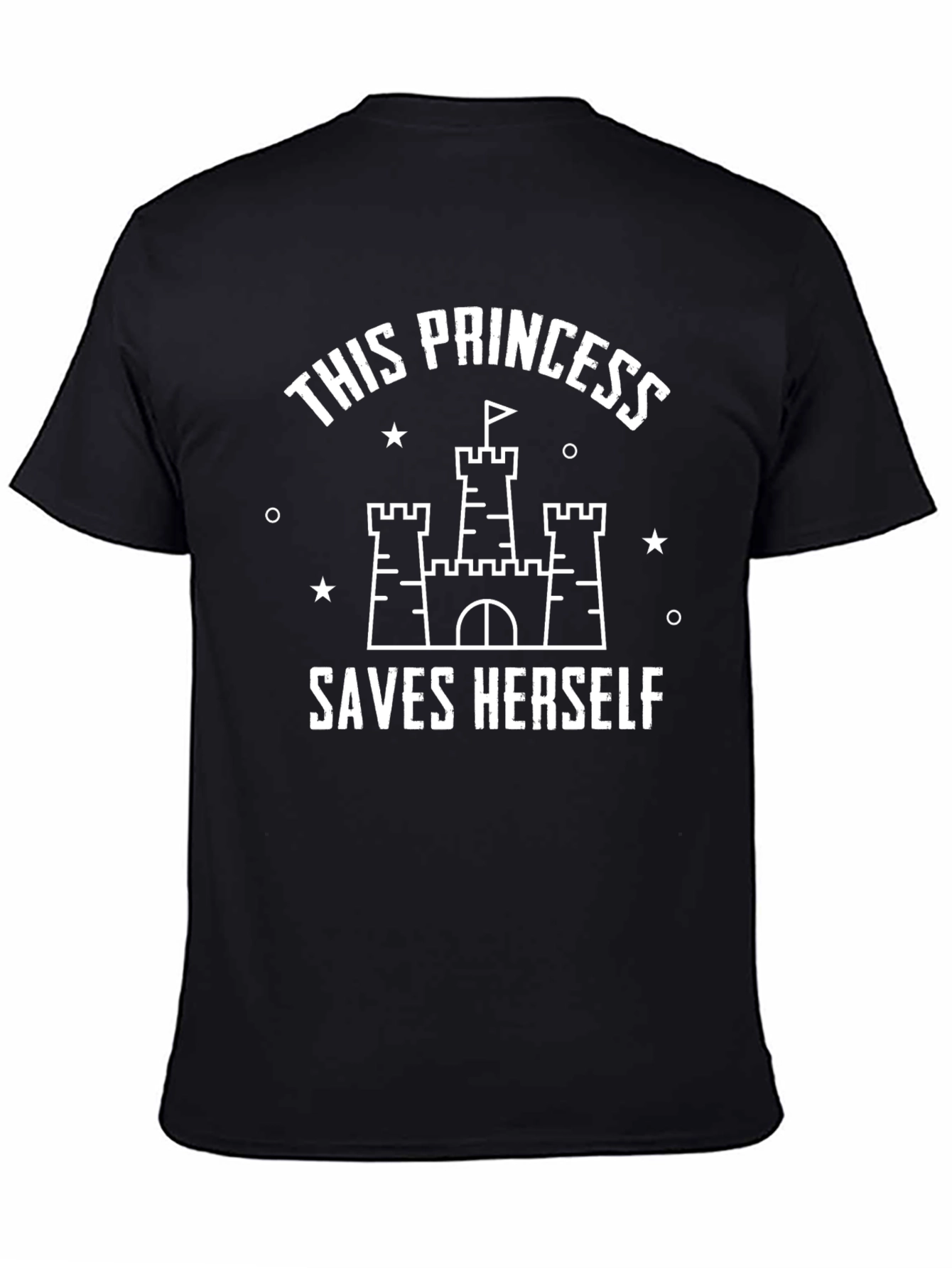 This Princess Saves Herself Black Graphic T-Shirt