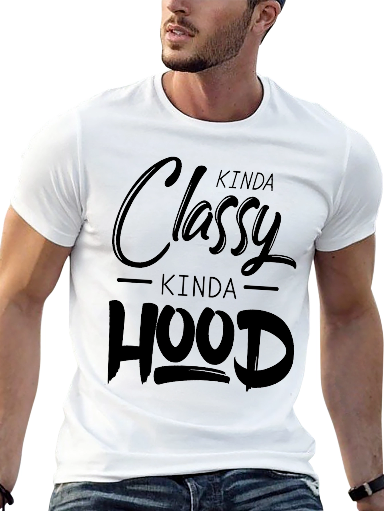 Kinda Classy Kinda Hood Black Graphic T-Shirt