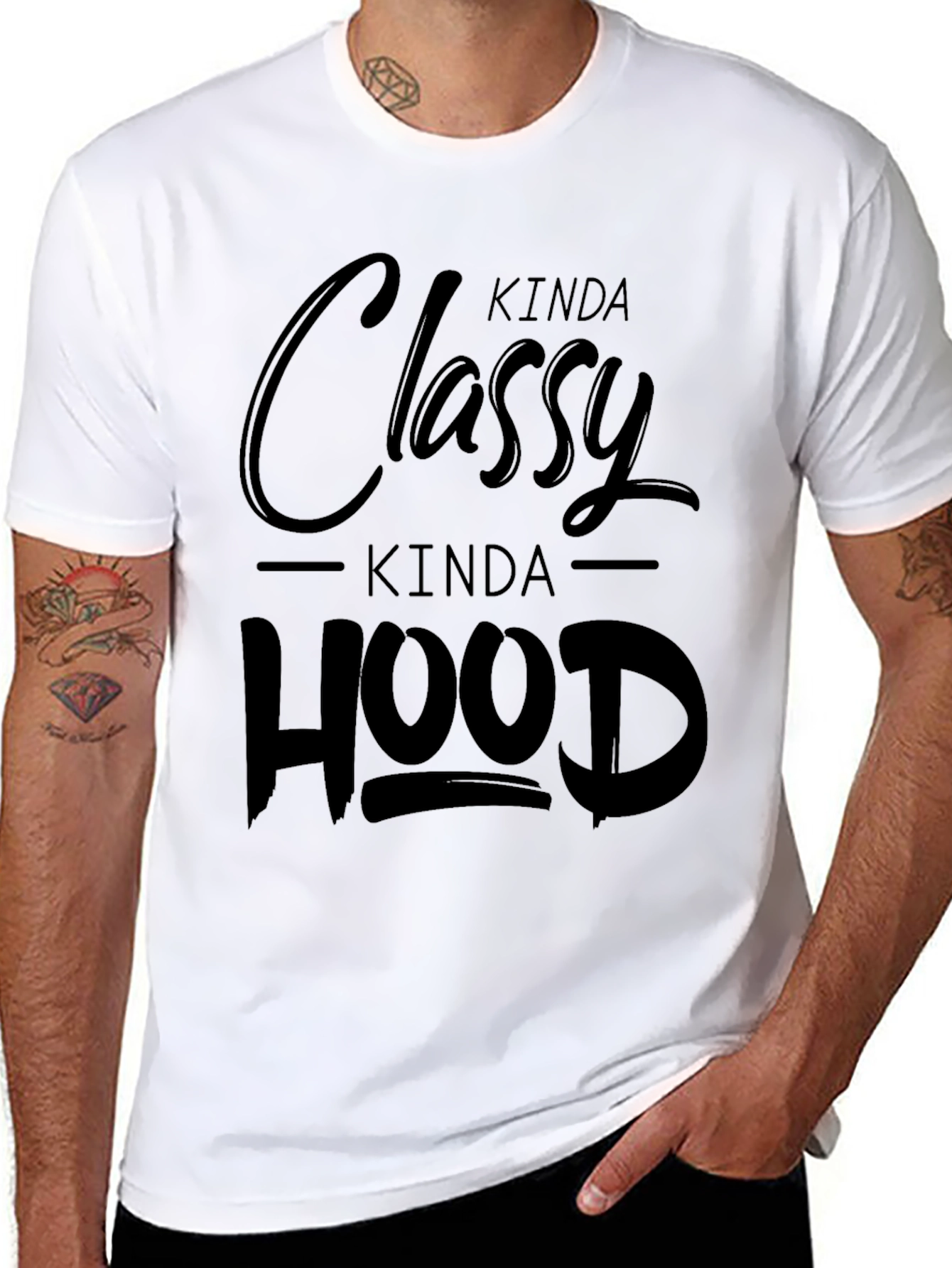 Kinda Classy Kinda Hood Black Graphic T-Shirt