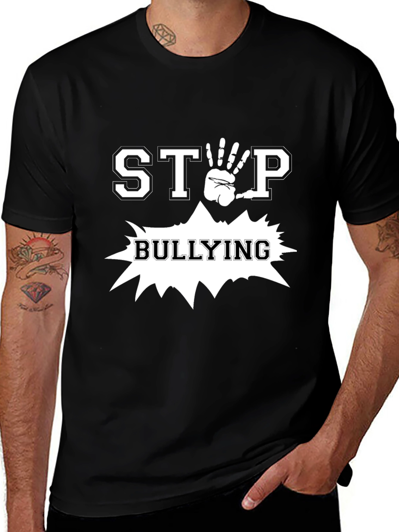 Stop Bullying T-Shirt - Black Short Sleeve