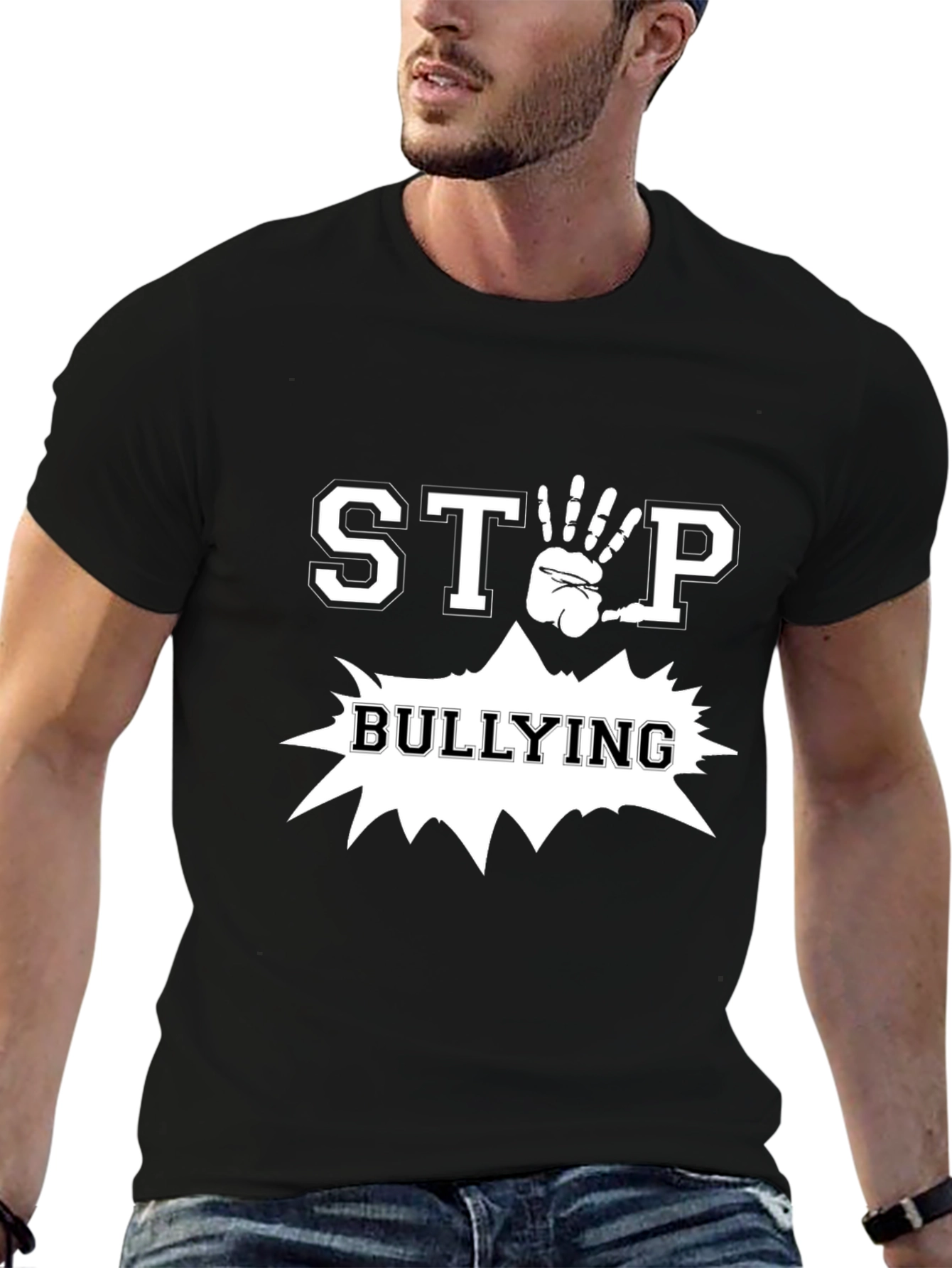 Stop Bullying T-Shirt - Black Short Sleeve