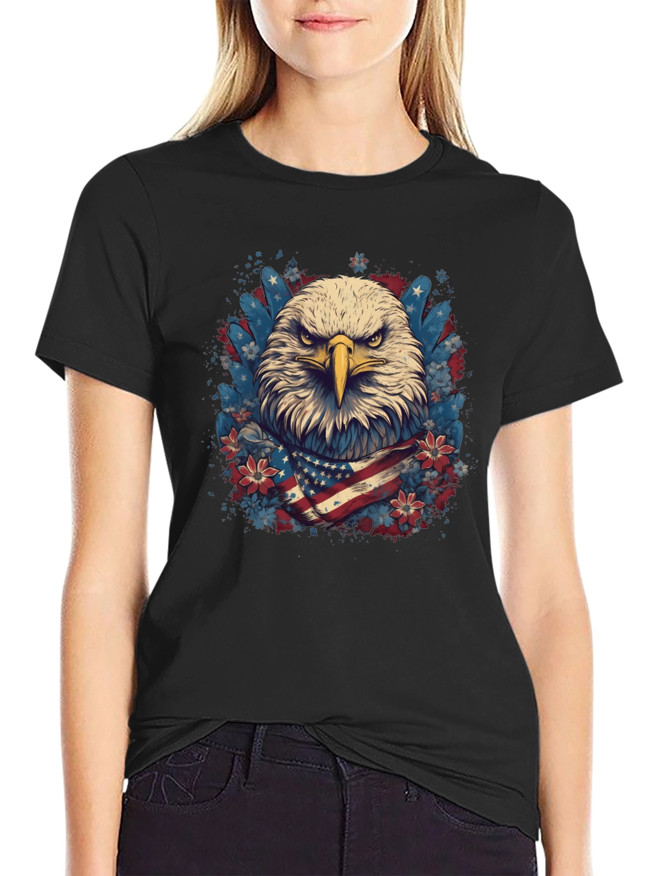 American Eagle Graphic Tee Patriotic USA Flag T-Shirt