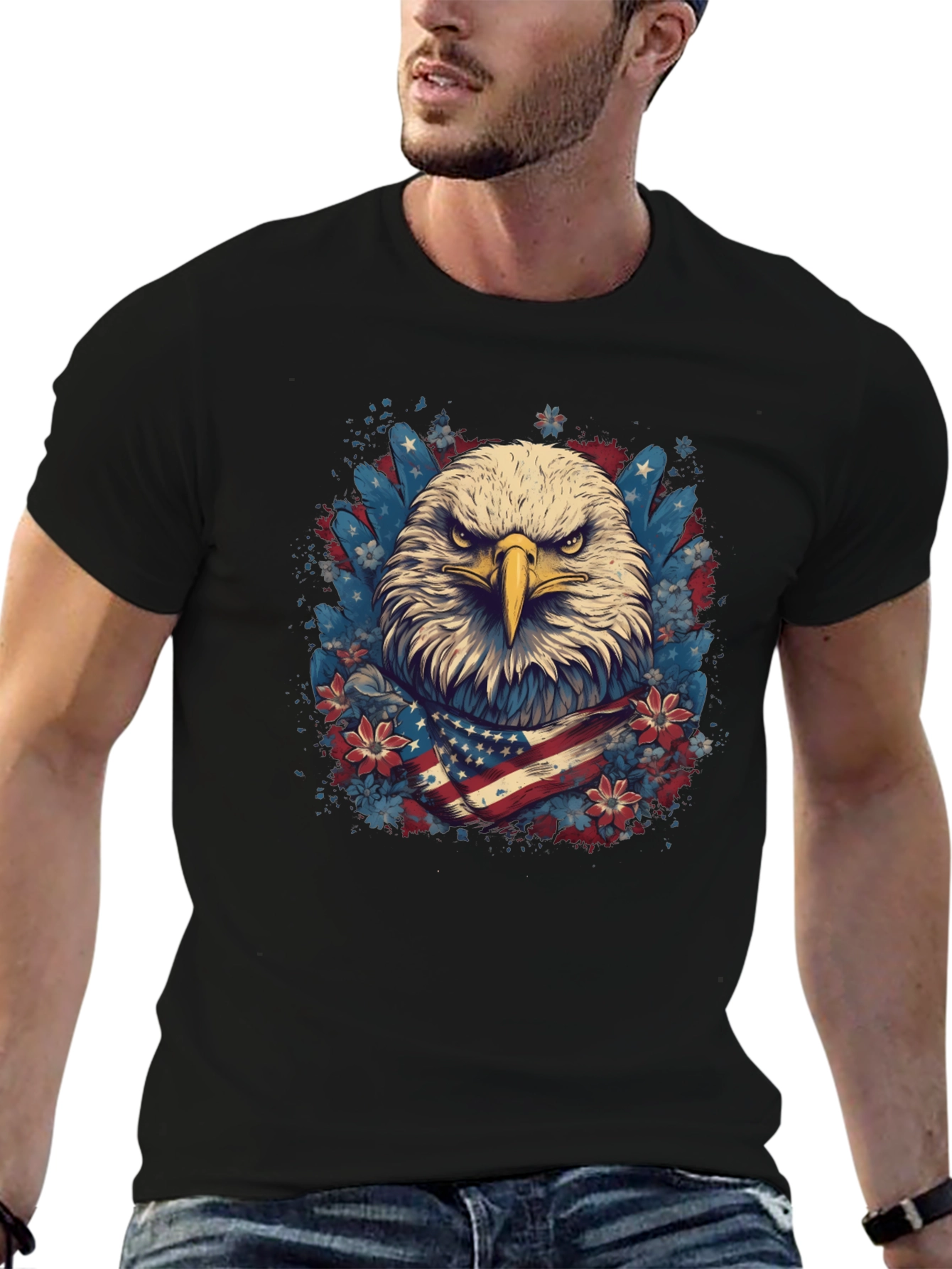 American Eagle Graphic Tee Patriotic USA Flag T-Shirt