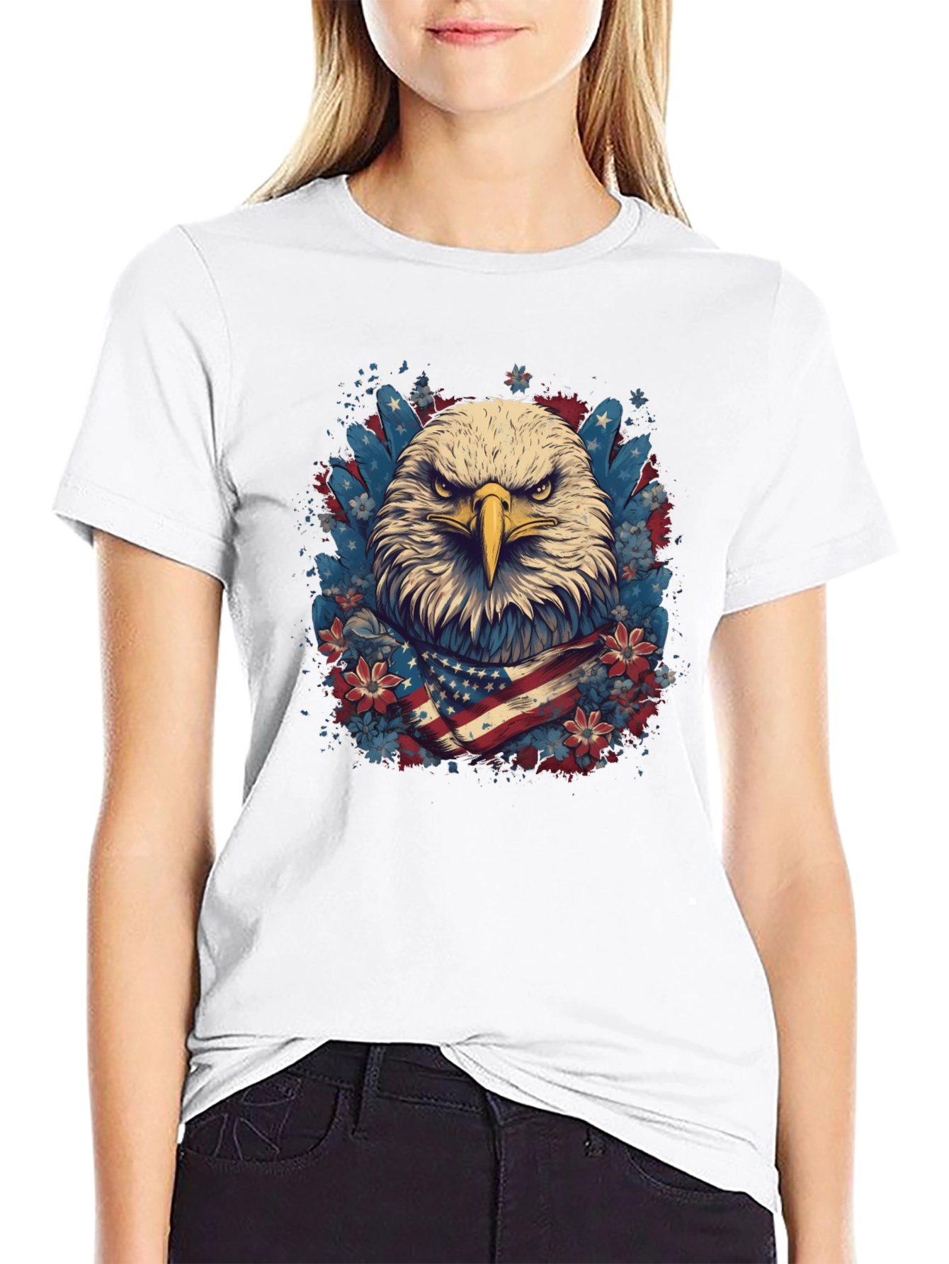 American Eagle Graphic Tee Patriotic USA Flag T-Shirt