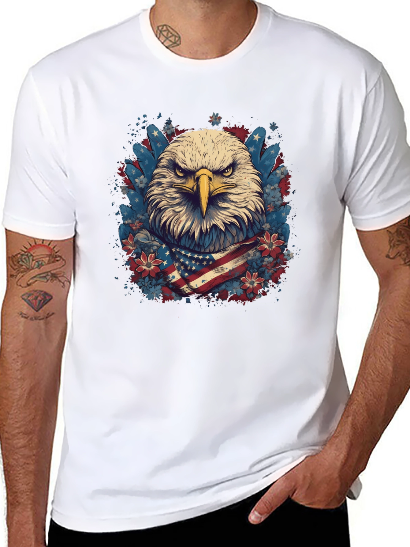 American Eagle Graphic Tee Patriotic USA Flag T-Shirt