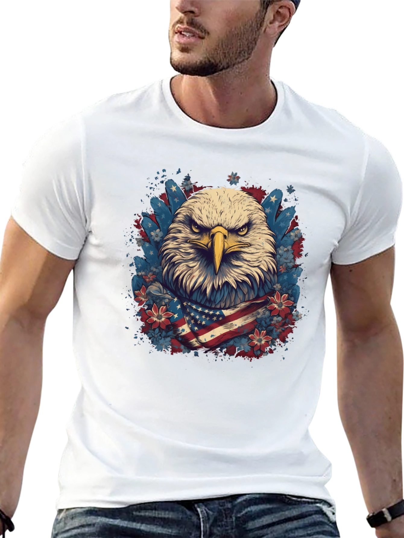 American Eagle Graphic Tee Patriotic USA Flag T-Shirt