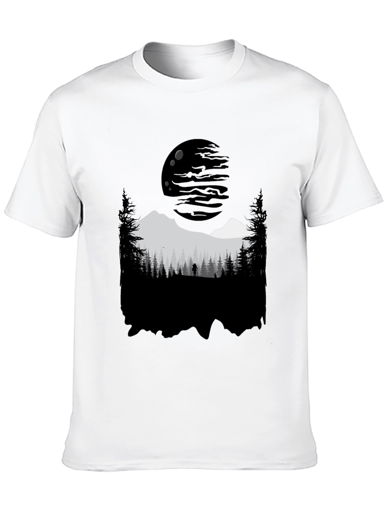 Nature Silhouette Graphic Tee - Black