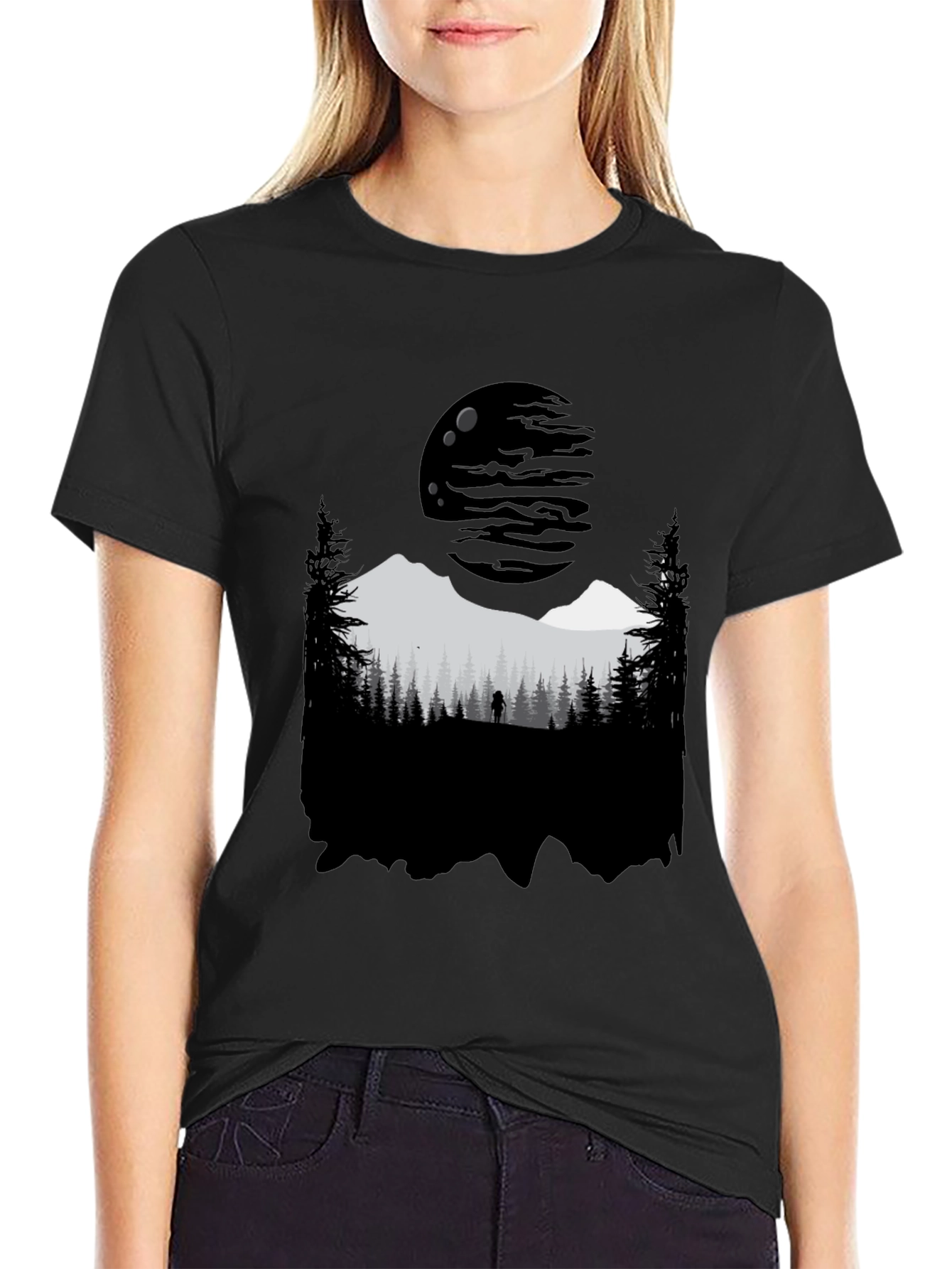 Nature Silhouette Graphic Tee - Black
