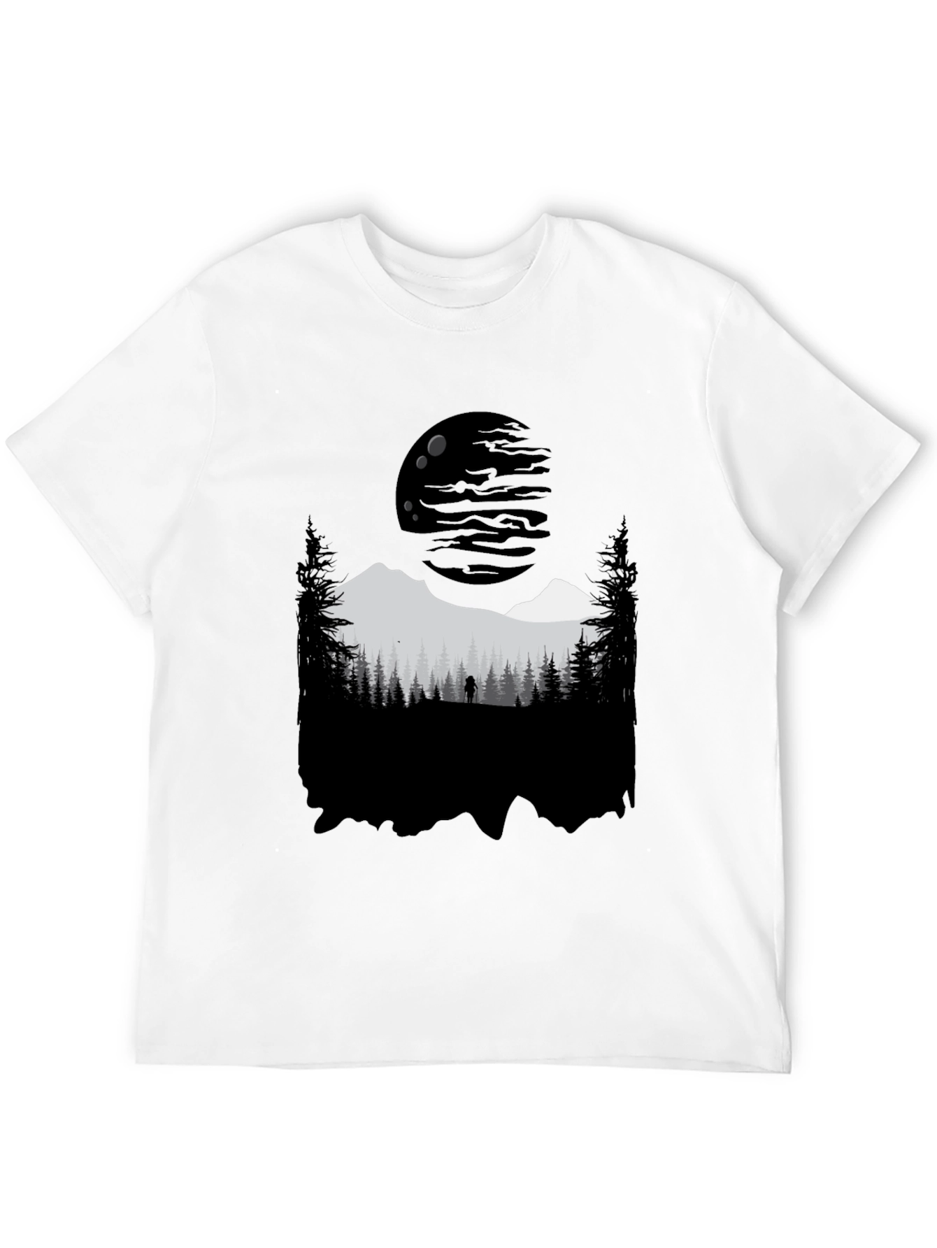Nature Silhouette Graphic Tee - Black