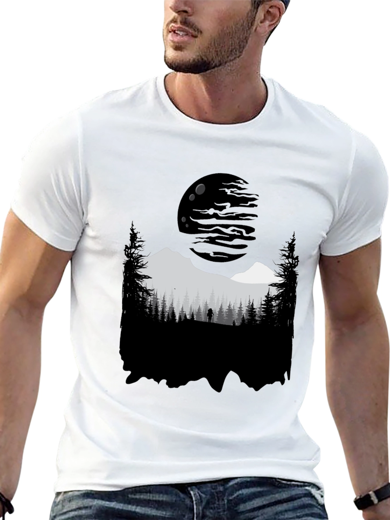 Nature Silhouette Graphic Tee - Black