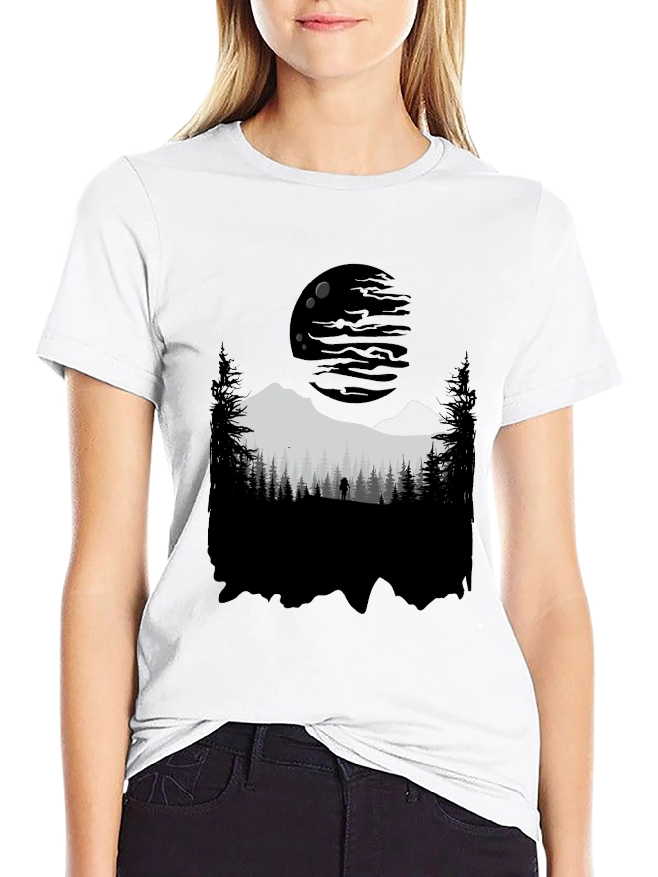 Nature Silhouette Graphic Tee - Black