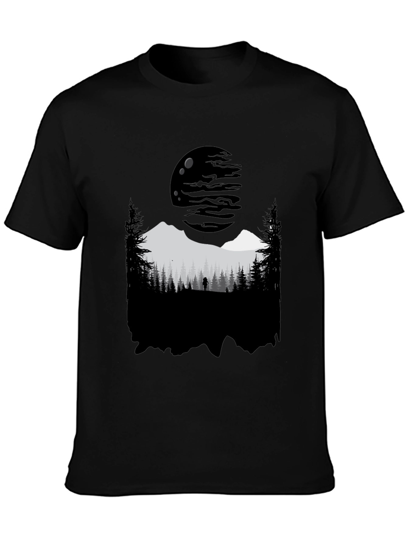 Nature Silhouette Graphic Tee - Black