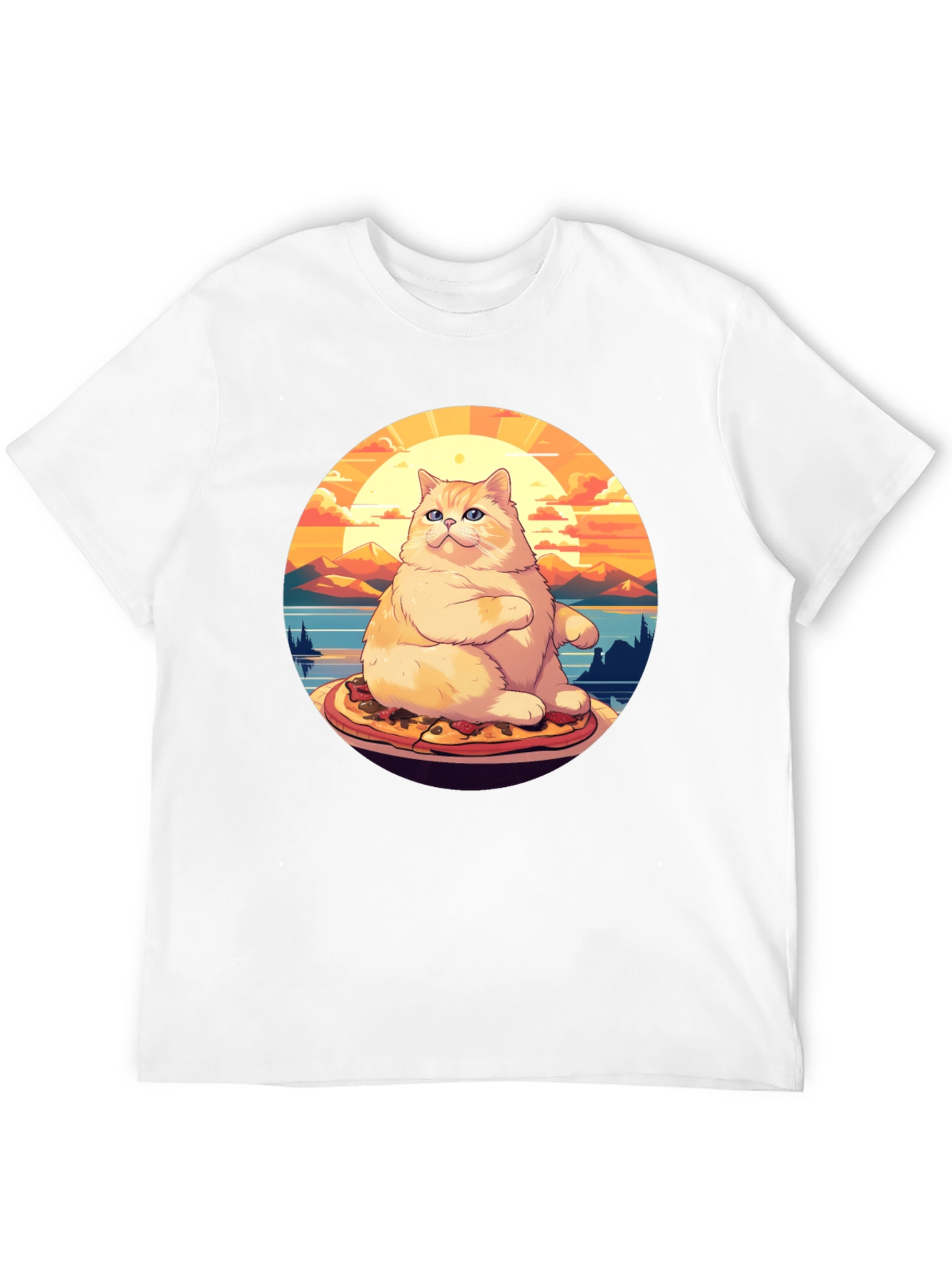 Pizza Cat T-Shirt: Sunset Vibes