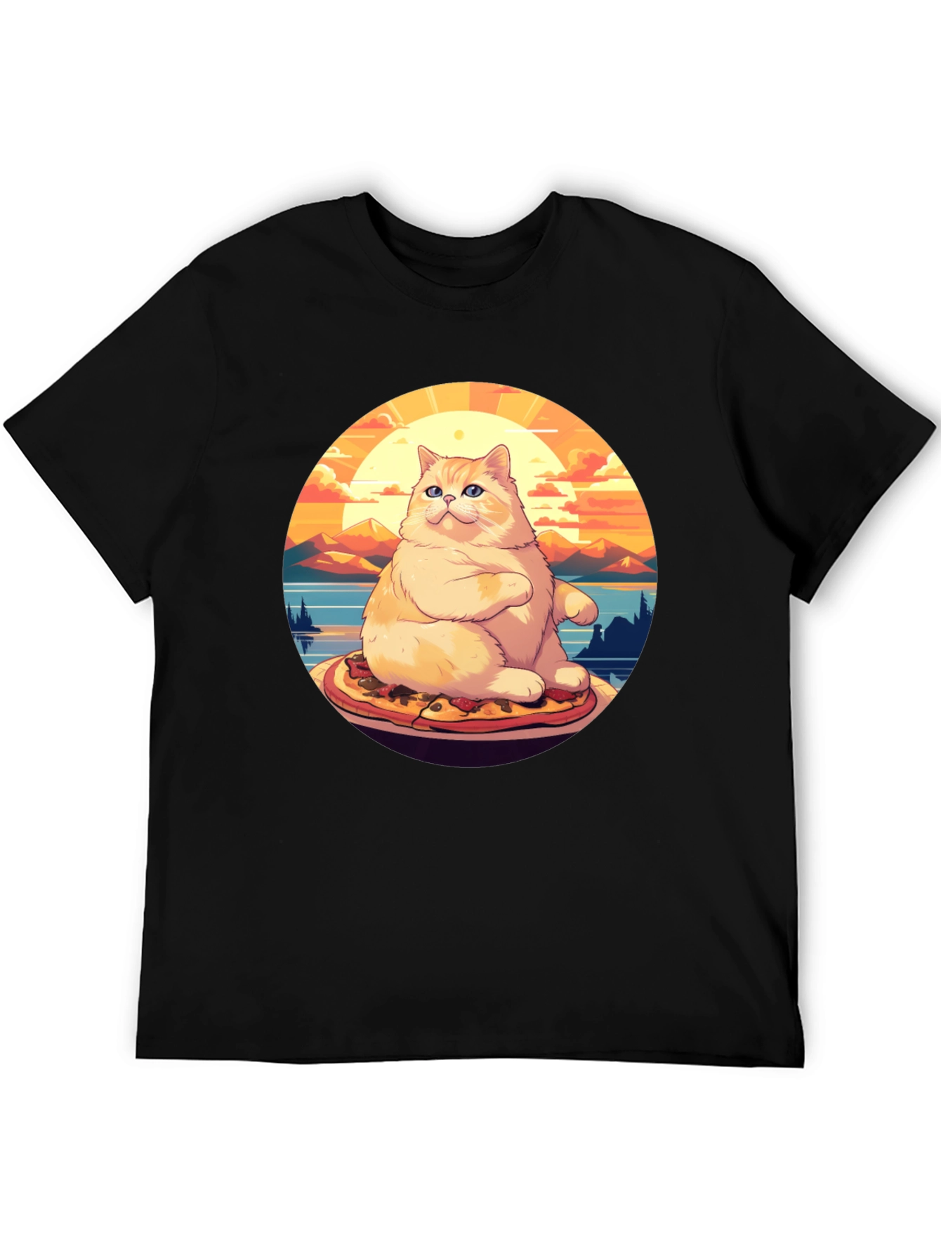 Pizza Cat T-Shirt: Sunset Vibes