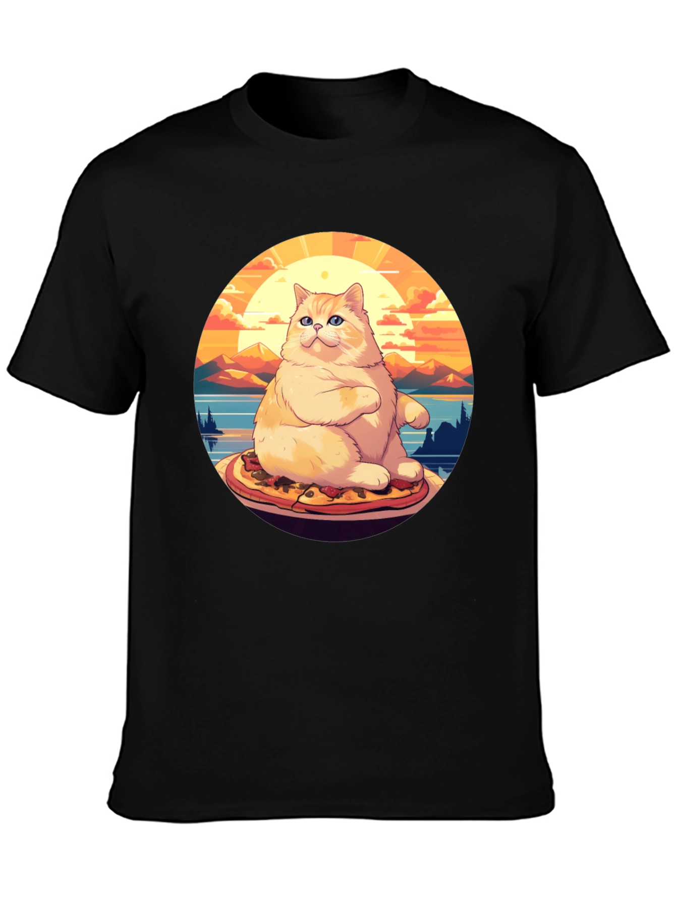 Pizza Cat T-Shirt: Sunset Vibes