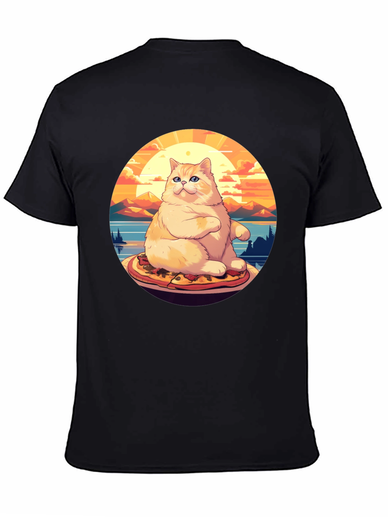 Pizza Cat T-Shirt: Sunset Vibes