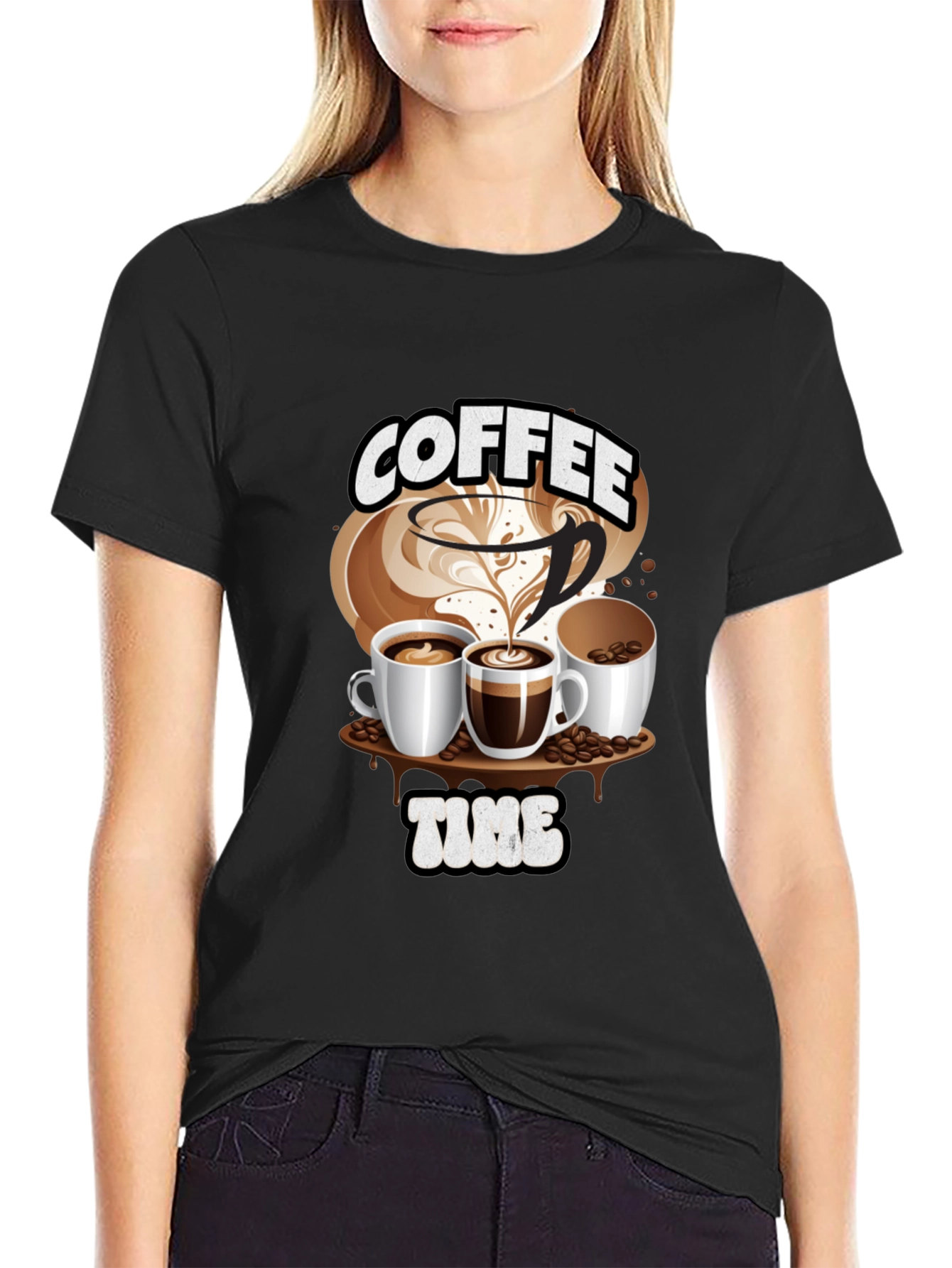 Coffee Time Graphic Tee - Black