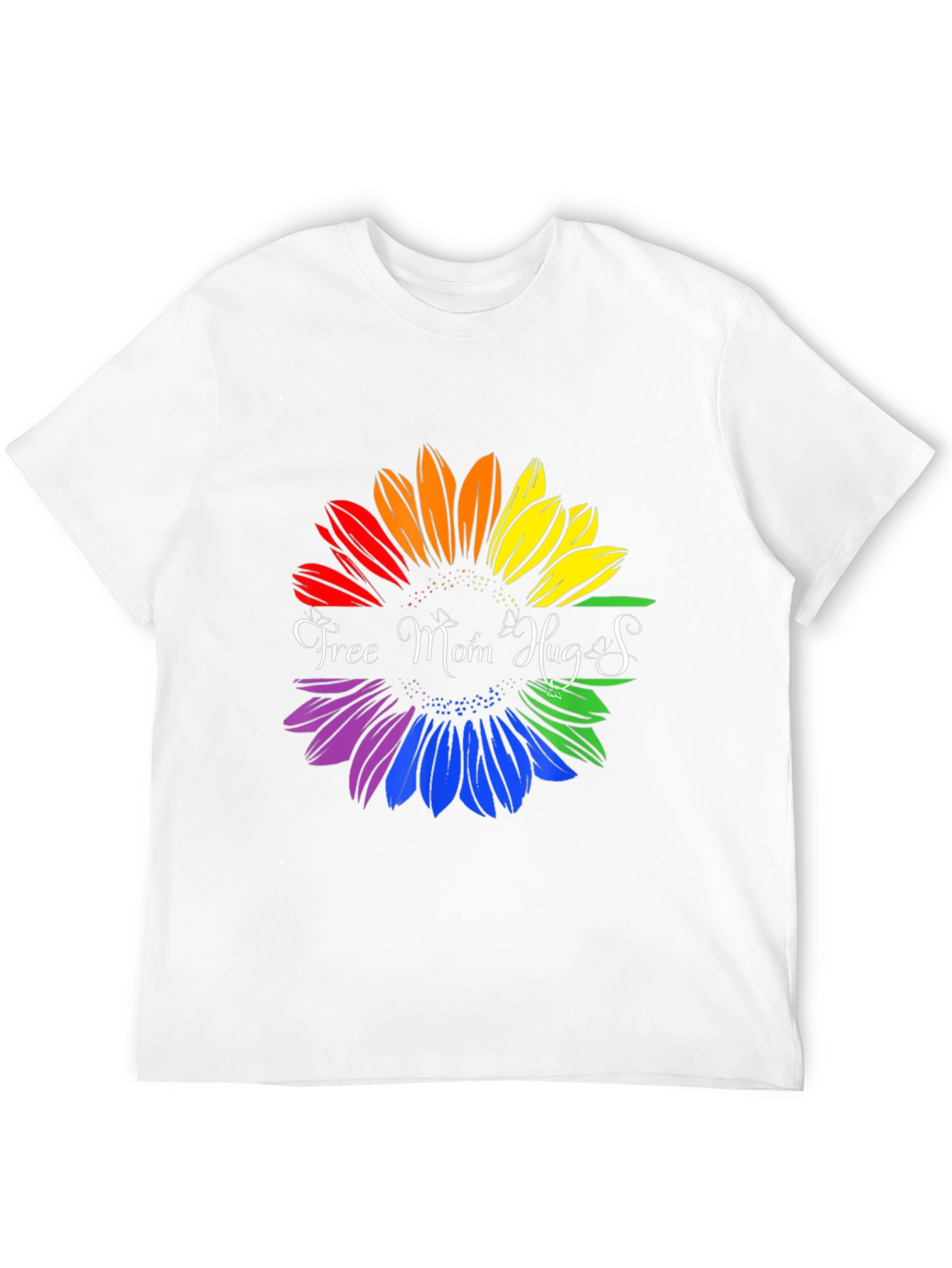 Rainbow Sunflower Free Mom Hugs Graphic T-Shirt
