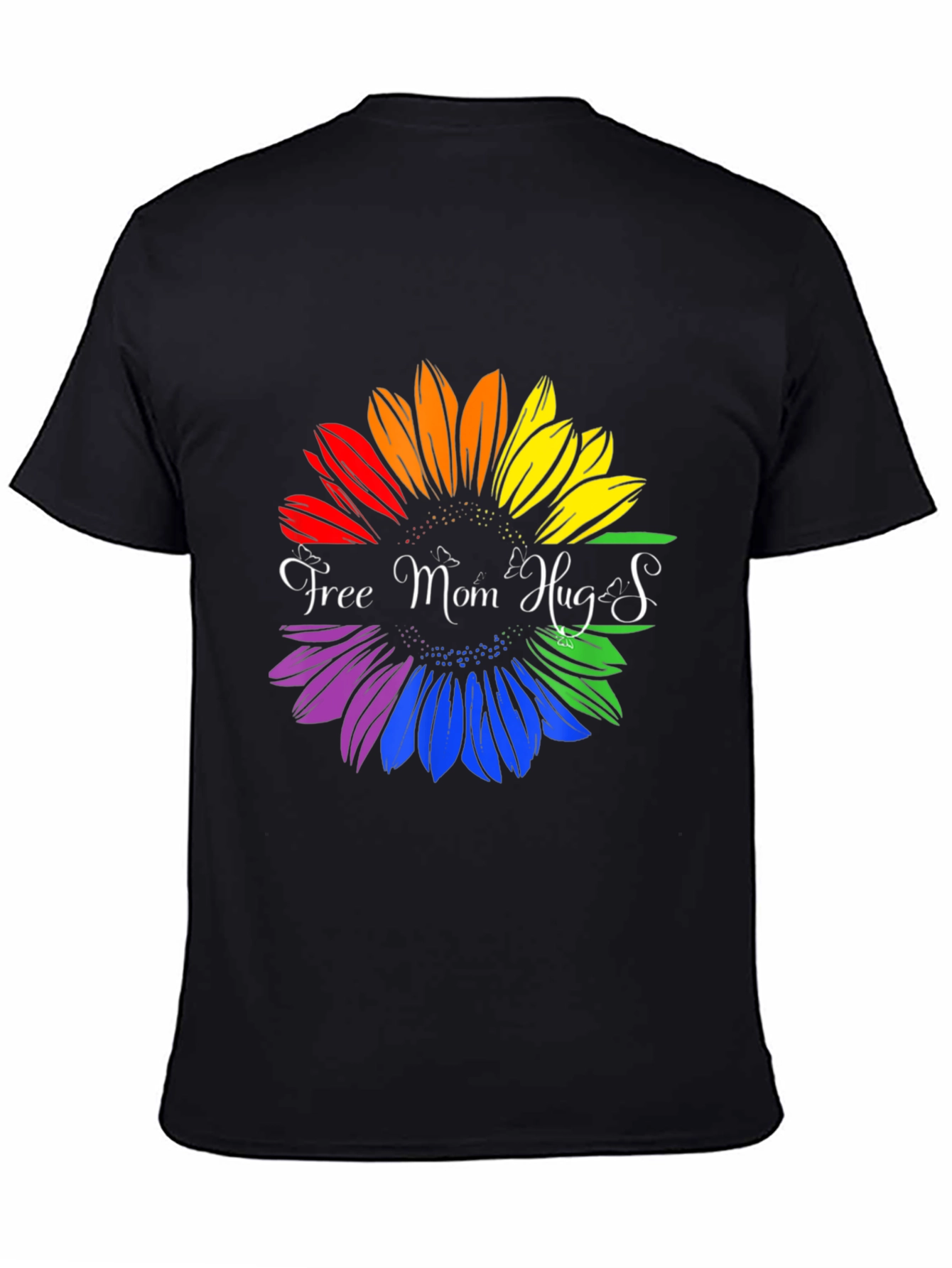 Rainbow Sunflower Free Mom Hugs Graphic T-Shirt