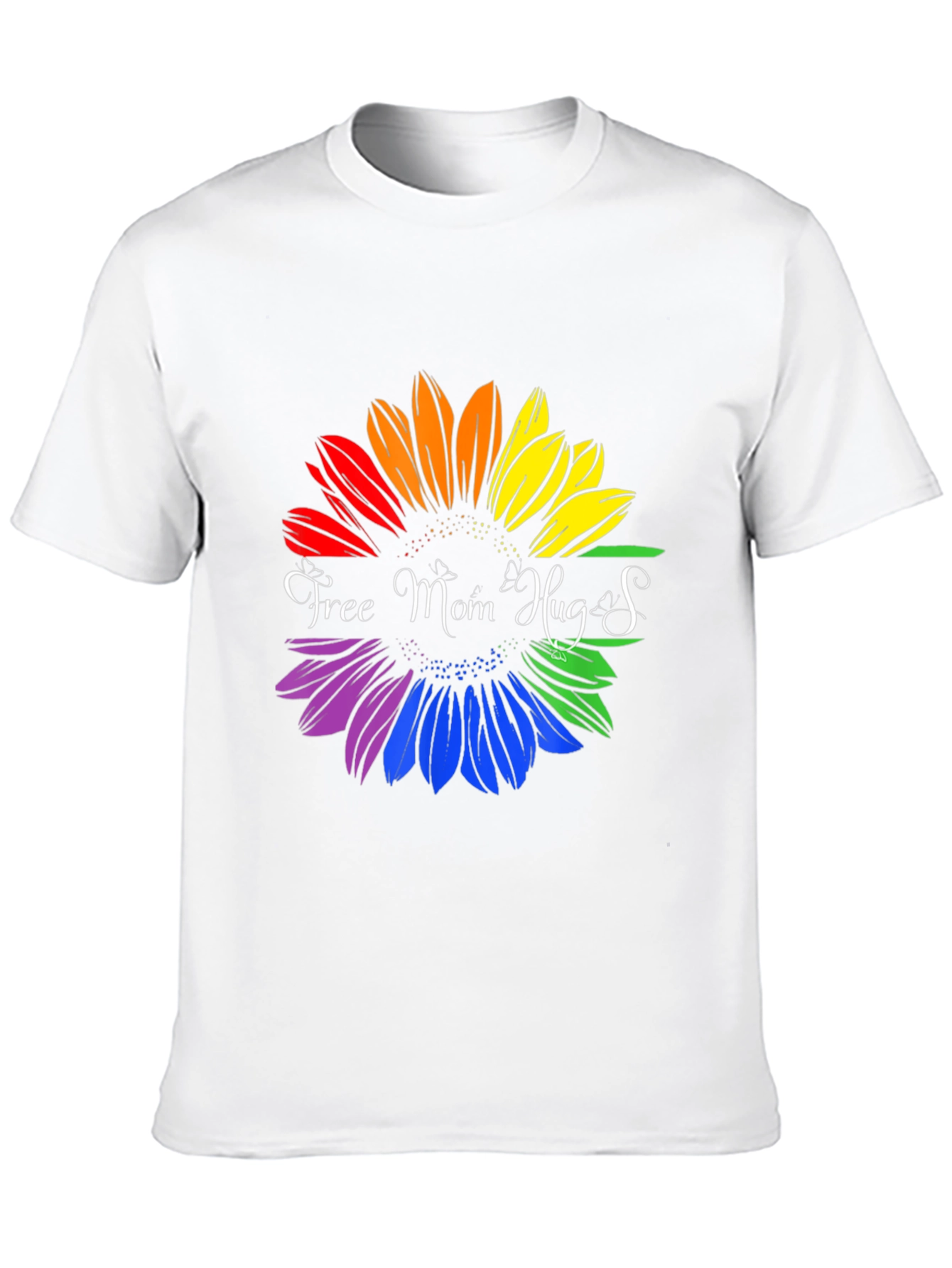 Rainbow Sunflower Free Mom Hugs Graphic T-Shirt