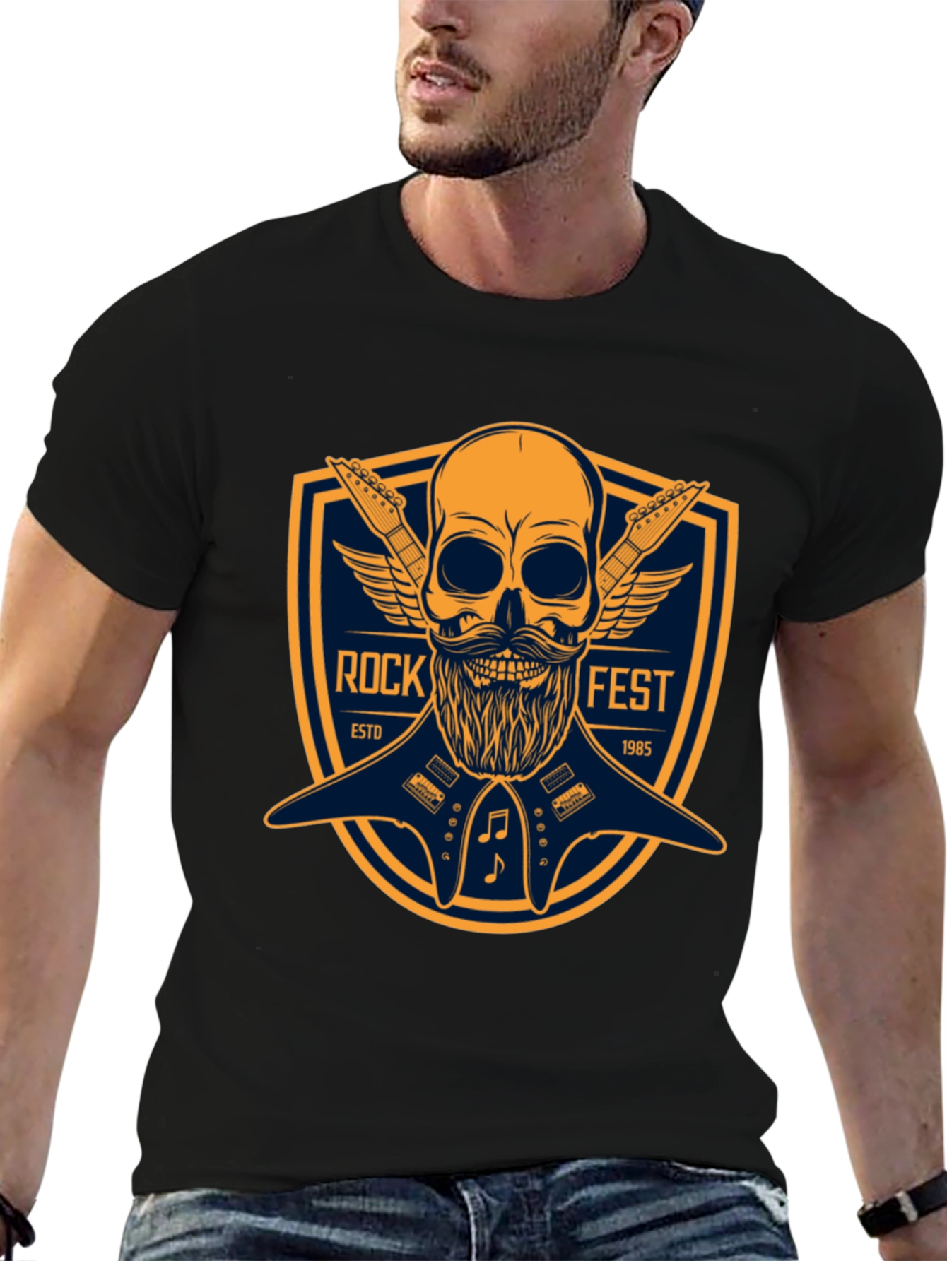 Rock Fest Skull & Guitar Graphic Tee
