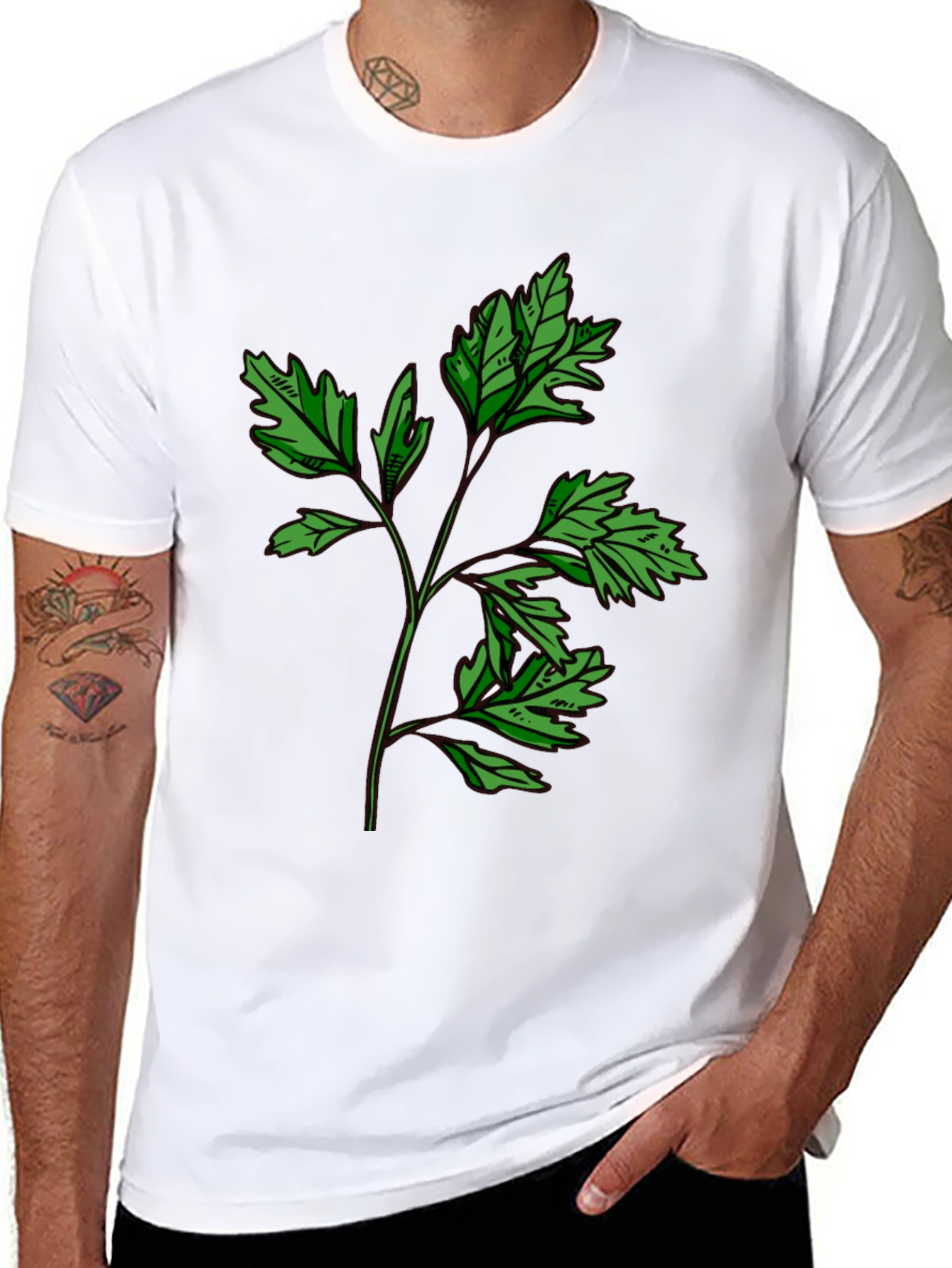 Botanical Print Black T-Shirt - Nature Inspired Style