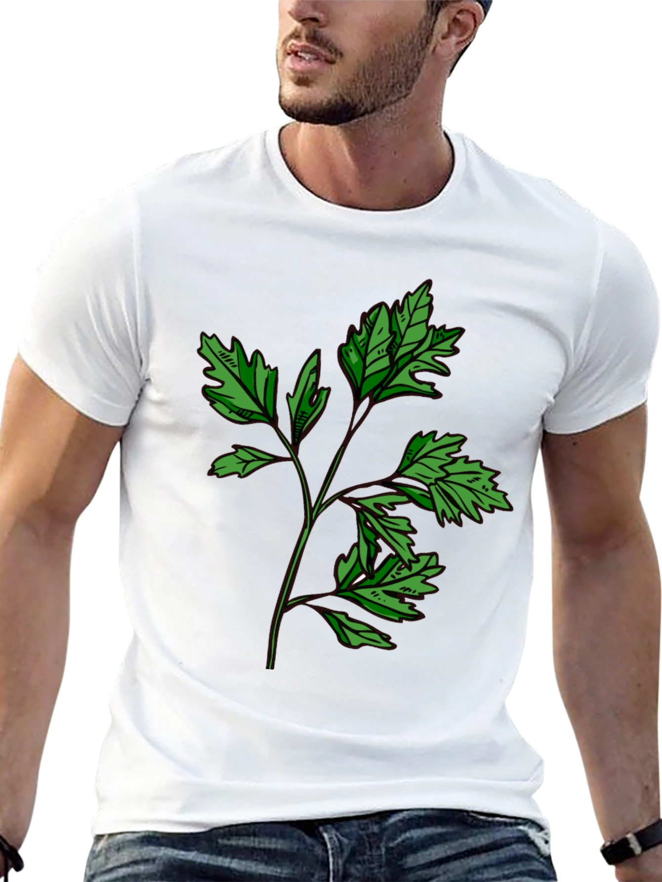 Botanical Print Black T-Shirt - Nature Inspired Style