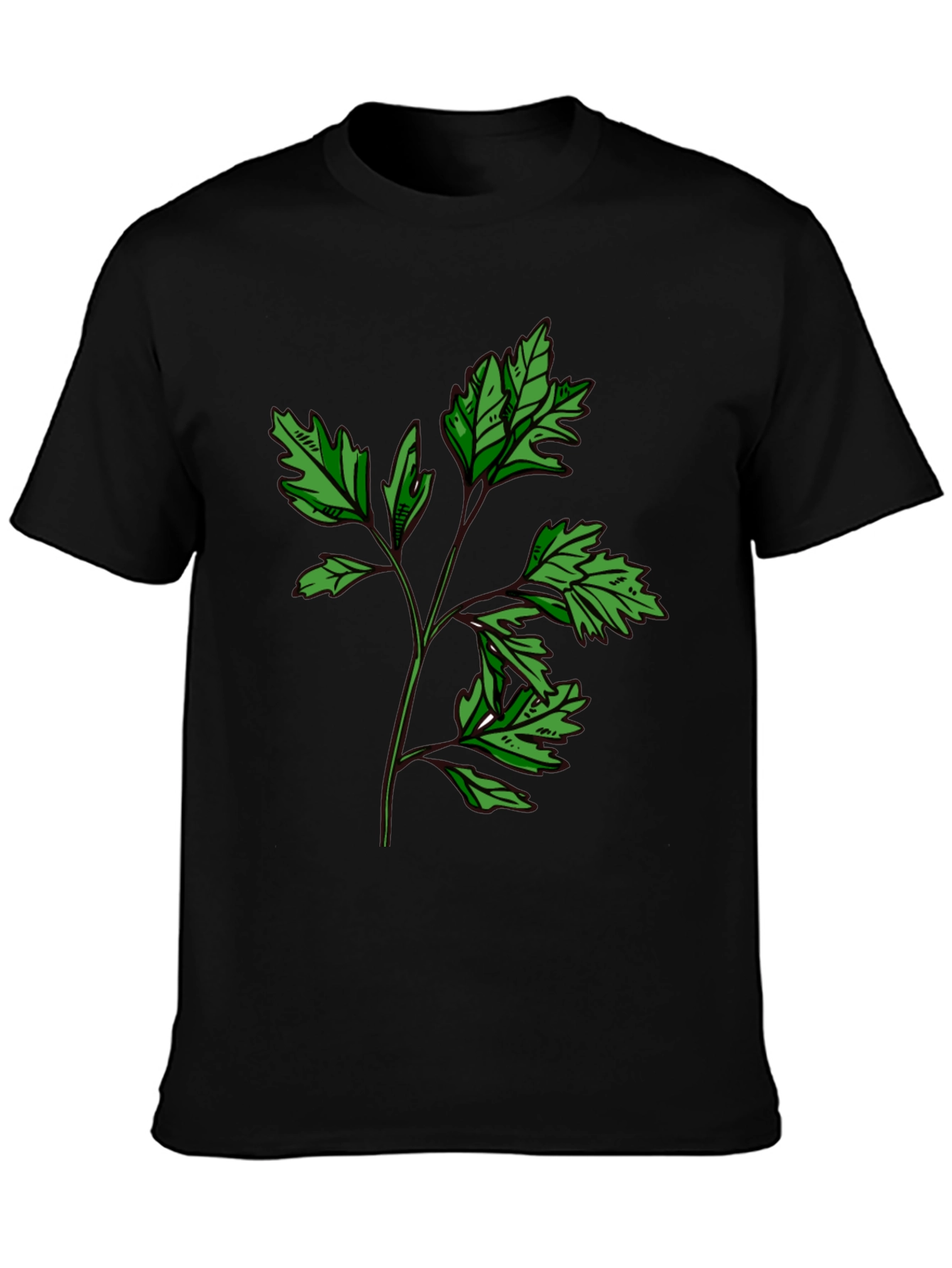 Botanical Print Black T-Shirt - Nature Inspired Style