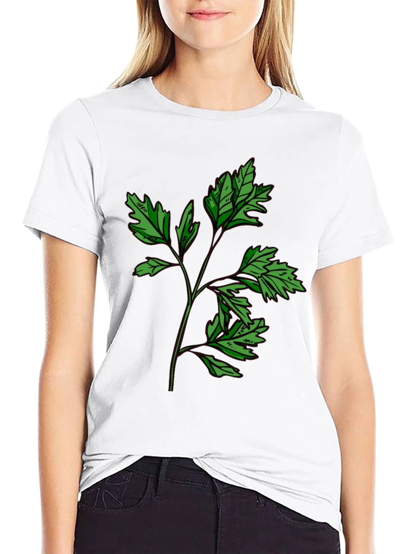 Botanical Print Black T-Shirt - Nature Inspired Style