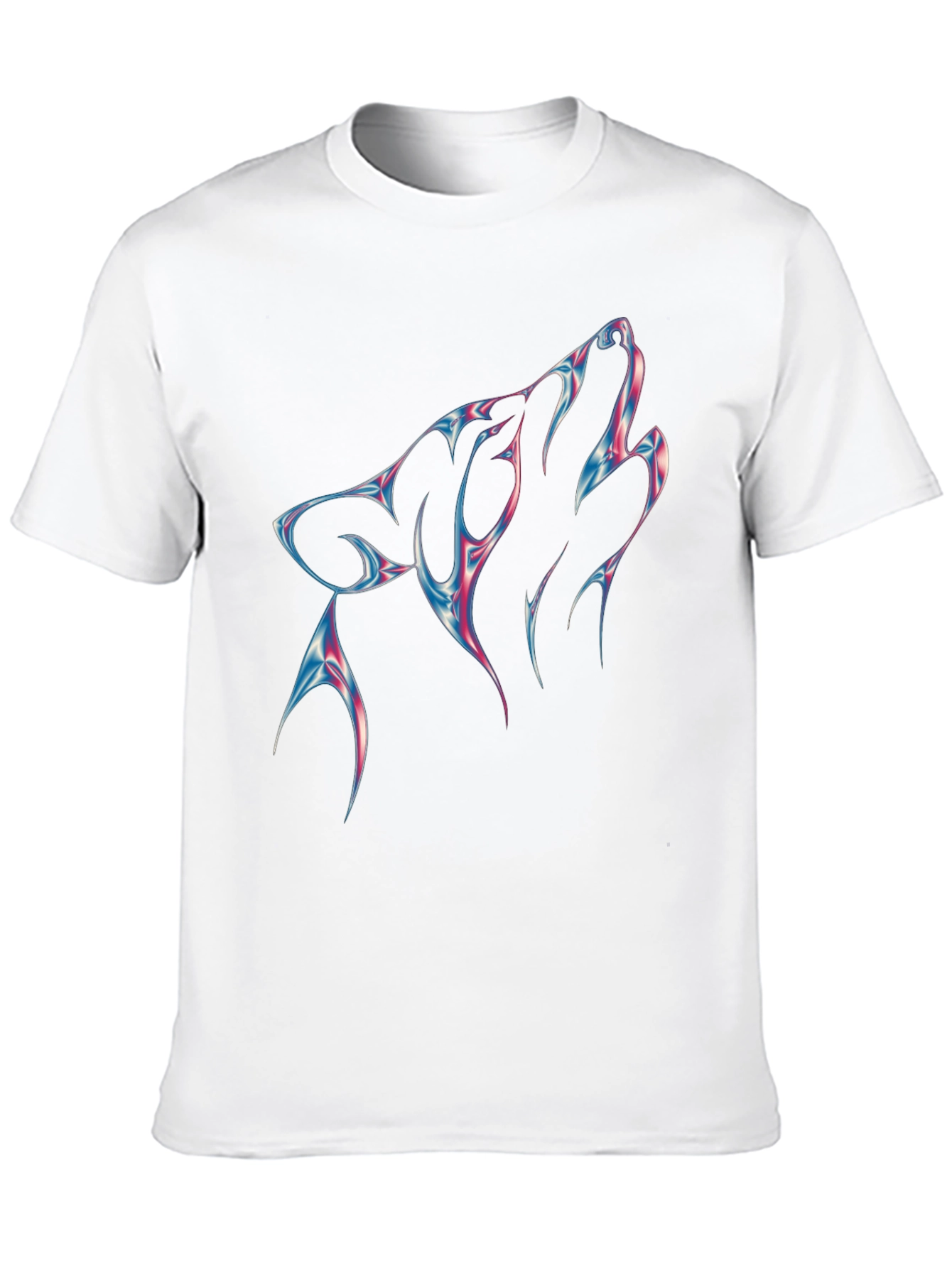 Mens Black T-Shirt with Wolf Head Design