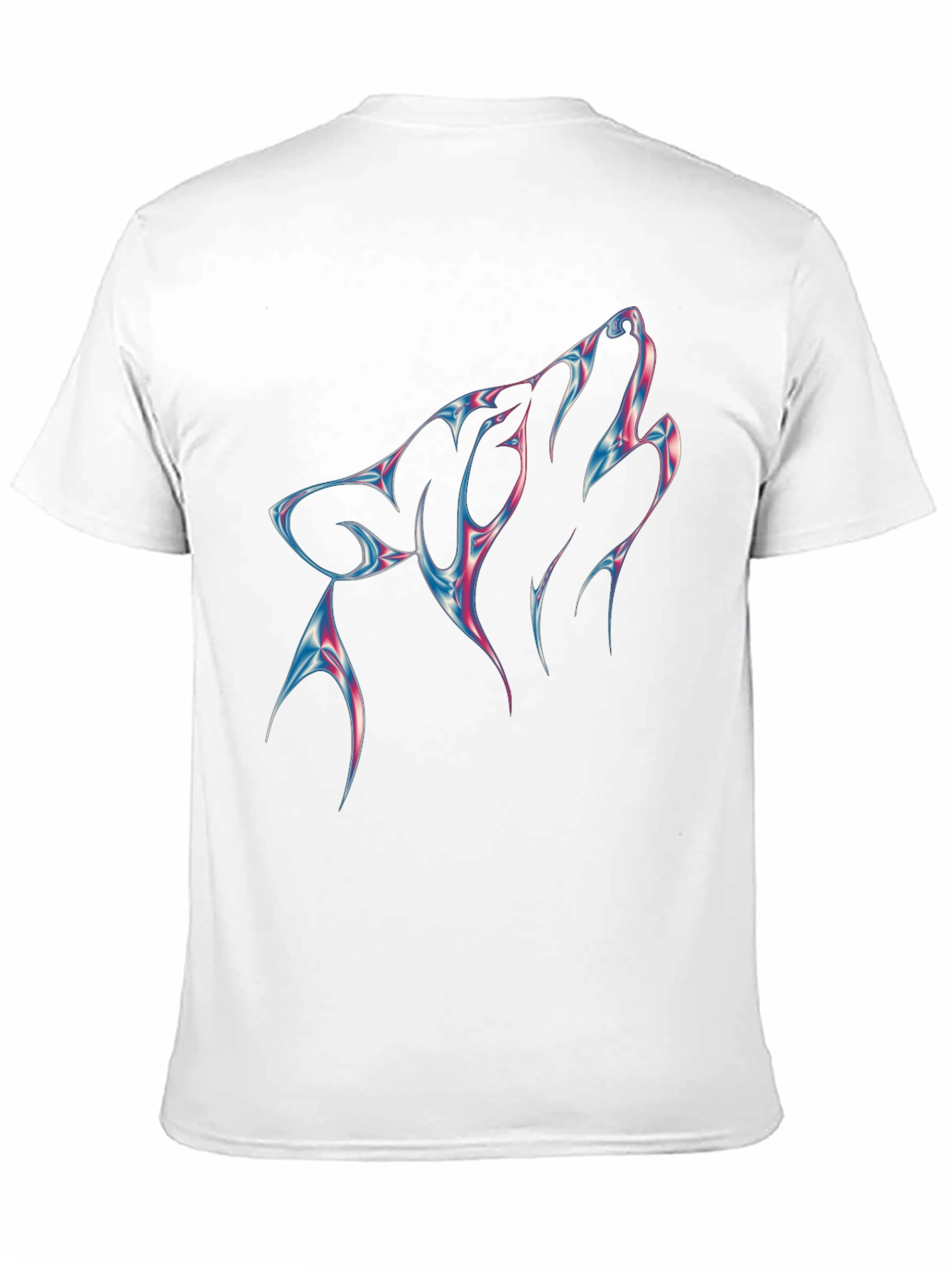 Mens Black T-Shirt with Wolf Head Design