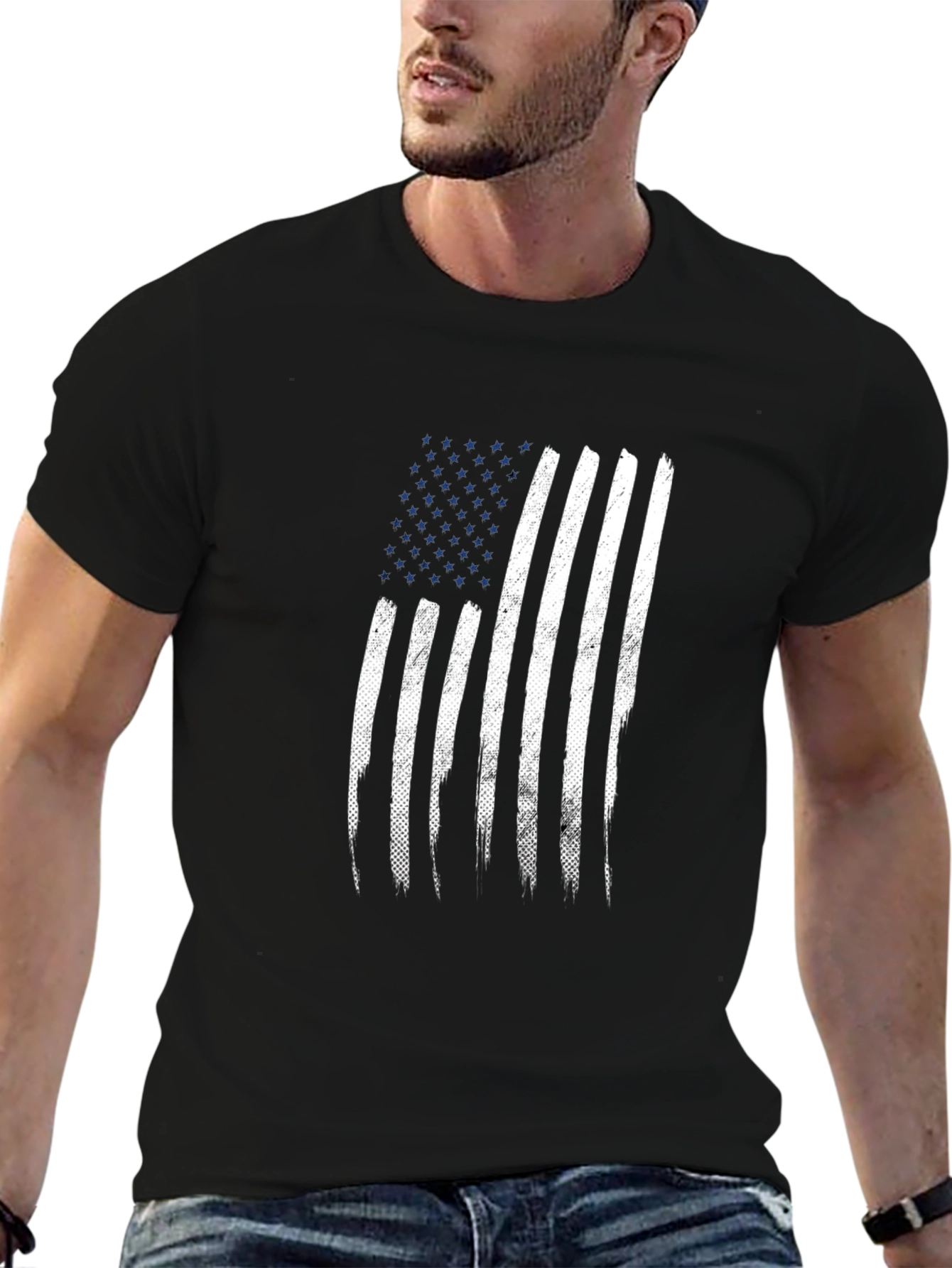 Distressed American Flag Graphic T-Shirt