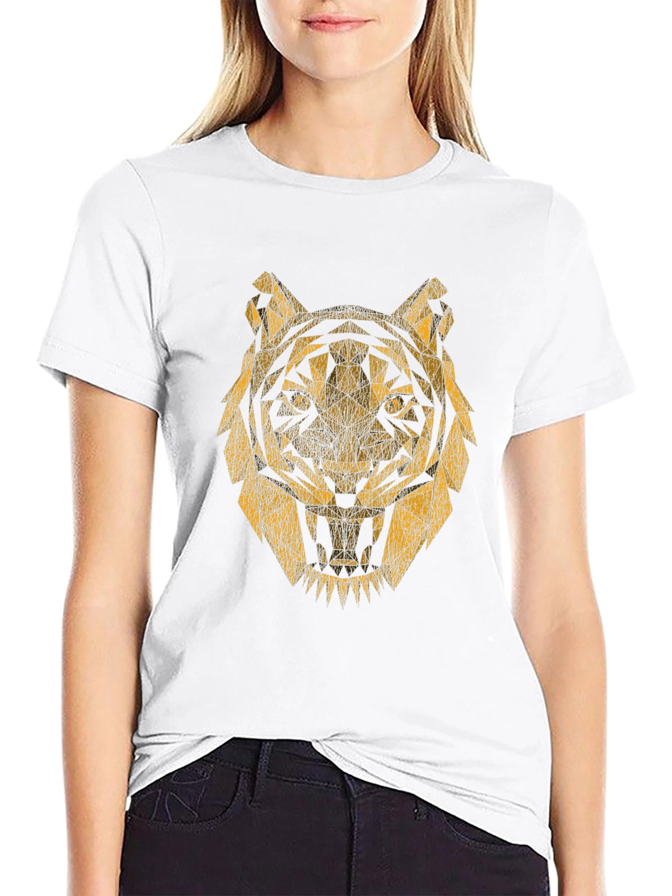 Geometric Tiger Graphic Tee - Black