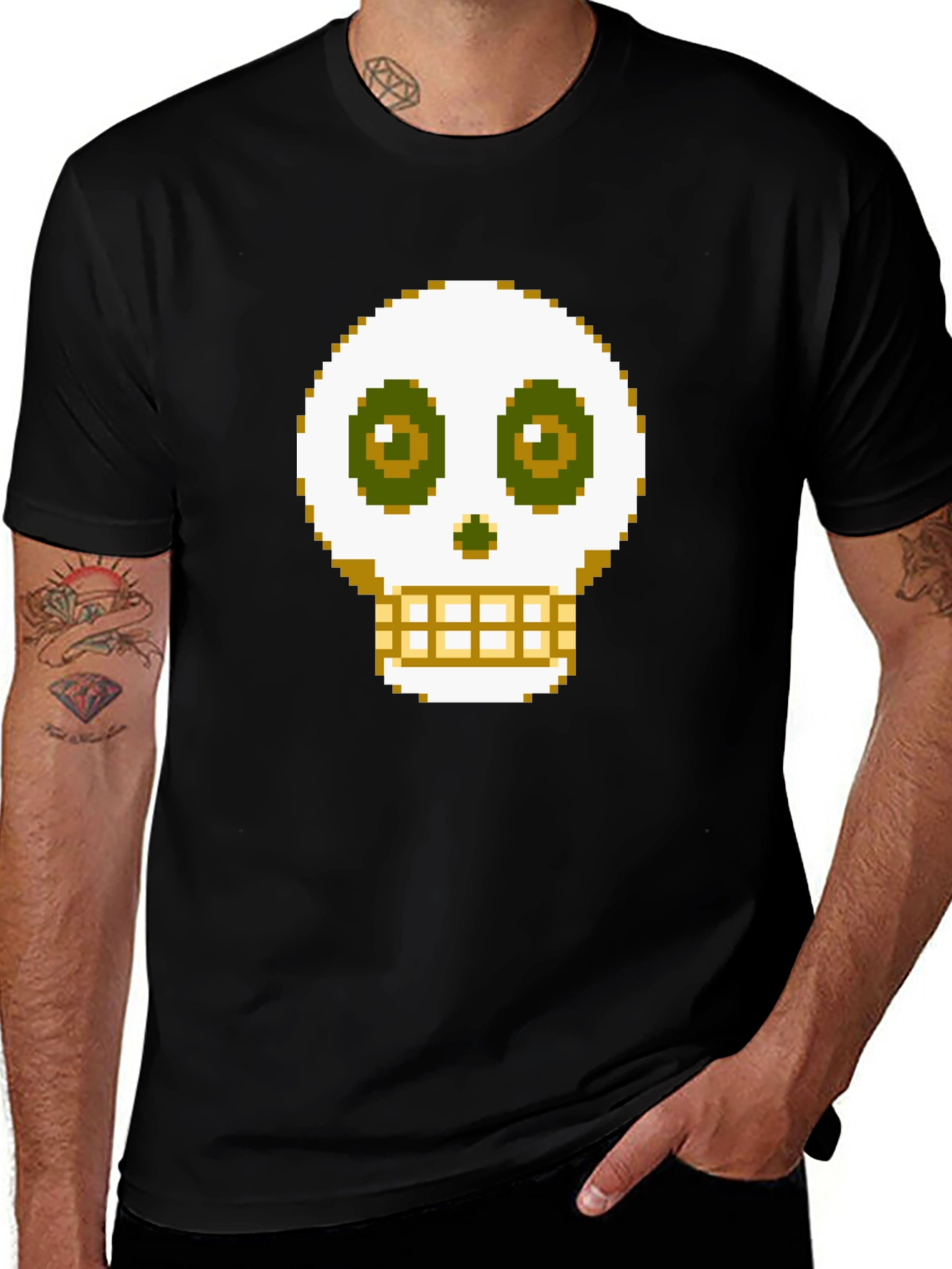 Pixel Skull Graphic Tee - Gamer Style Shirt