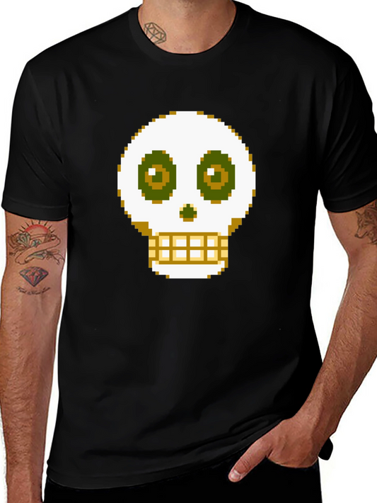 Pixel Skull Graphic Tee - Gamer Style Shirt