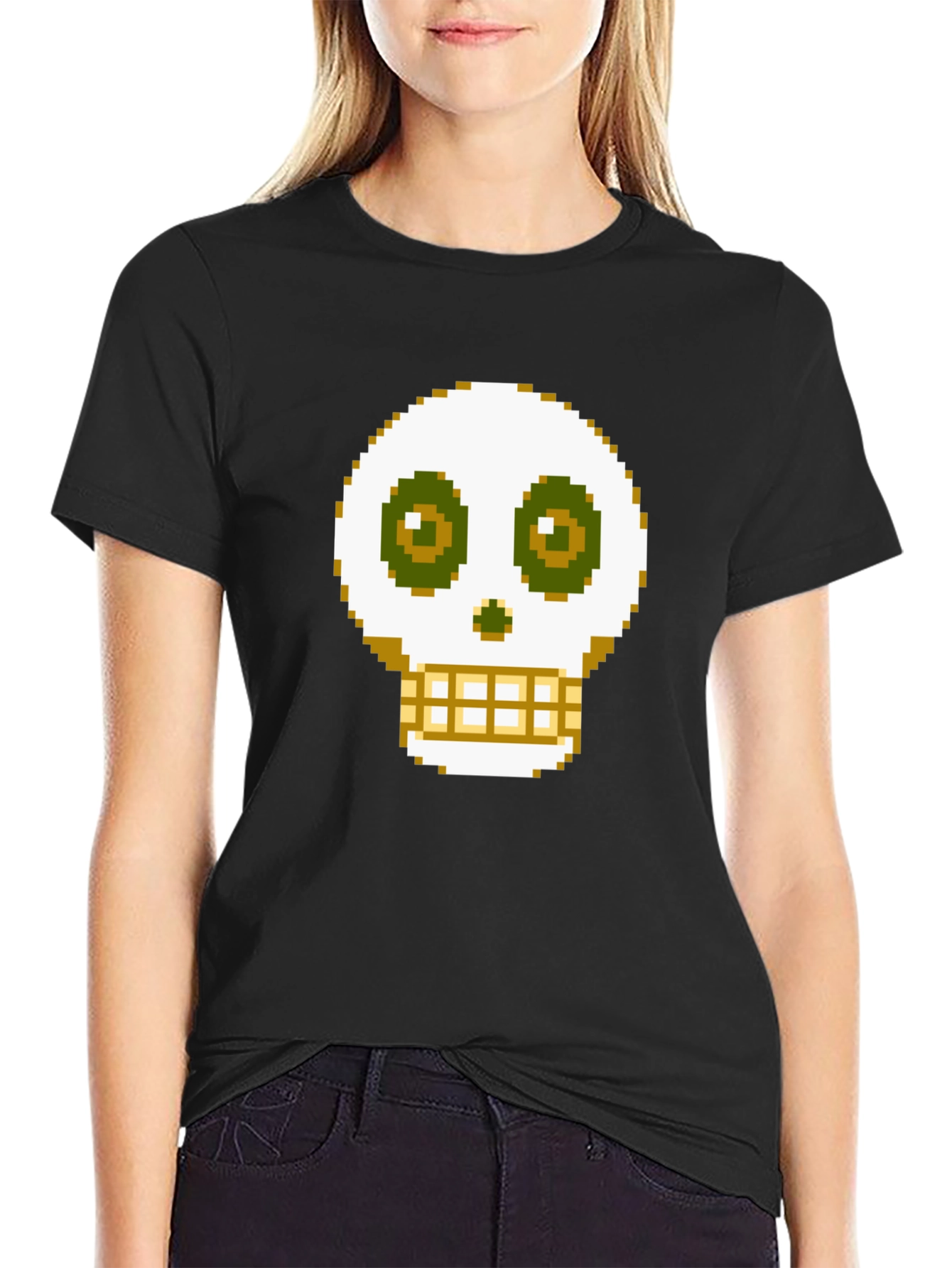 Pixel Skull Graphic Tee - Gamer Style Shirt