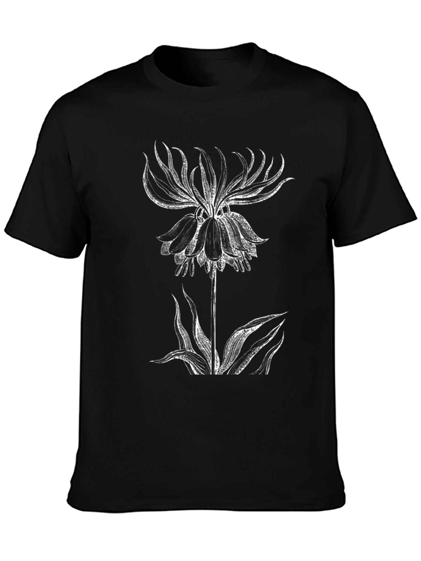 Botanical Print Tee - Black Casual Shirt