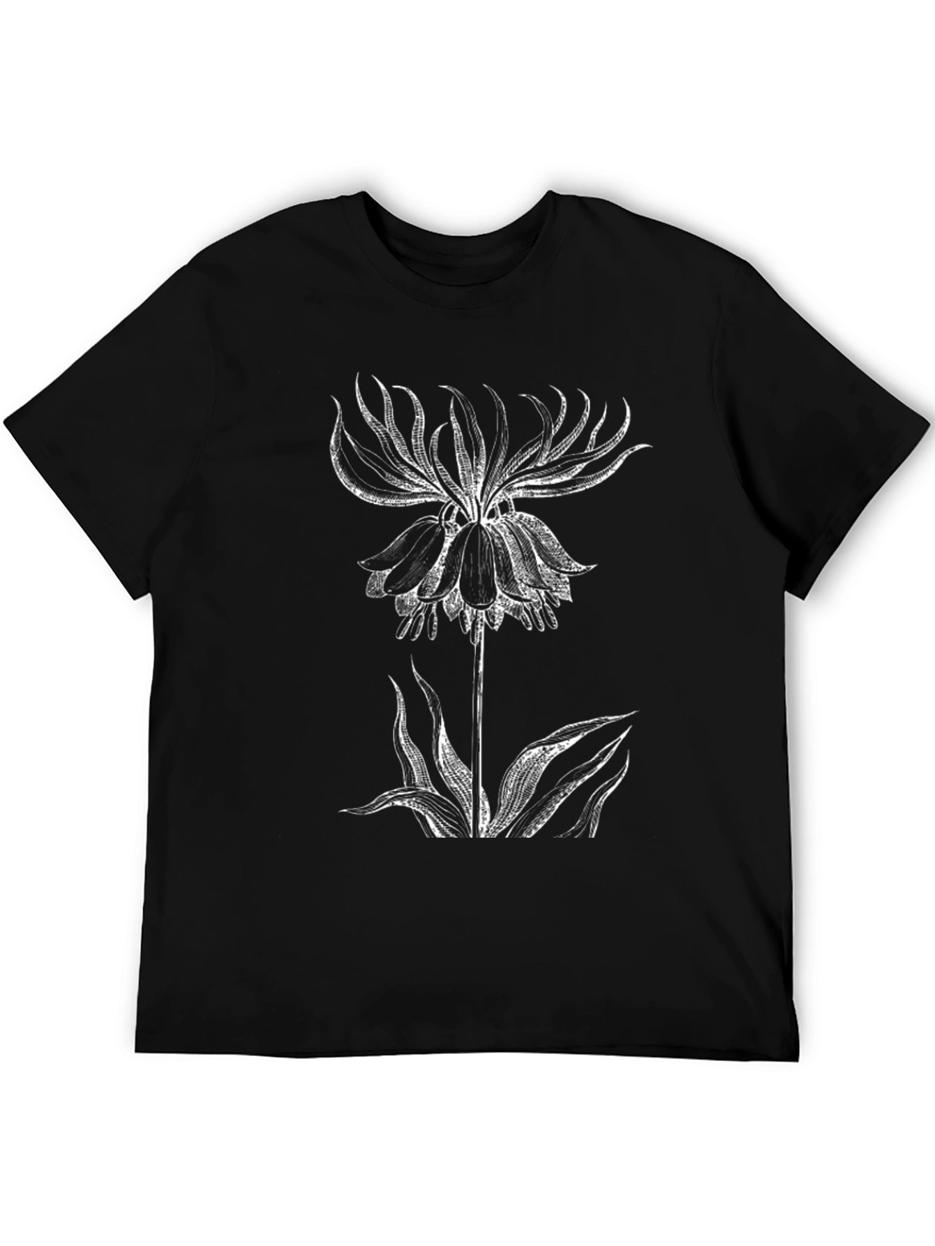 Botanical Print Tee - Black Casual Shirt