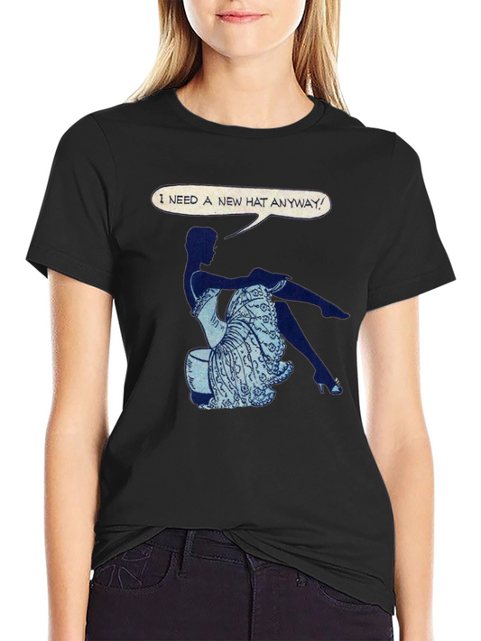 Humorous Woman Graphic Print Crewneck T-Shirt