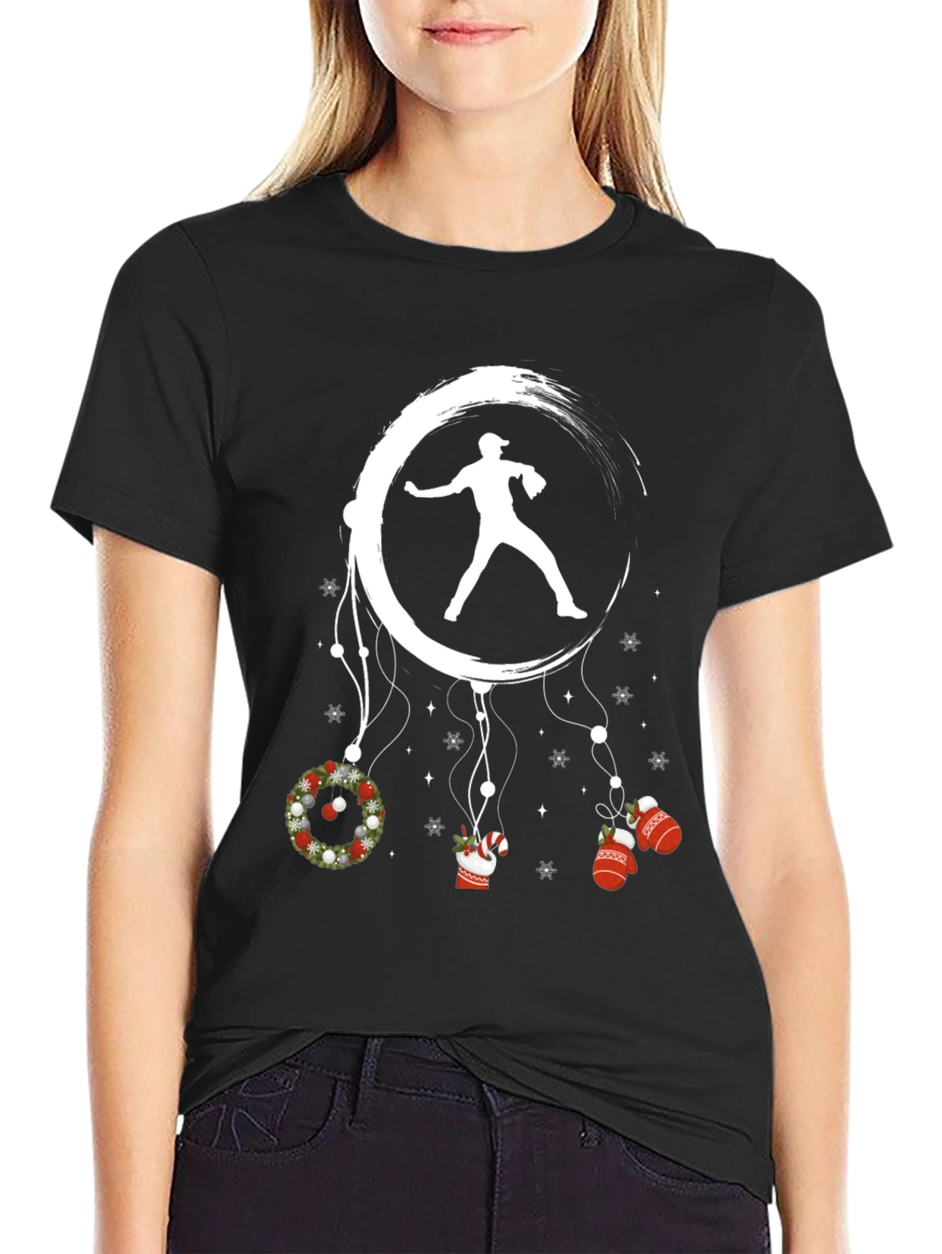 Baseball Christmas T-Shirt Pitcher Design