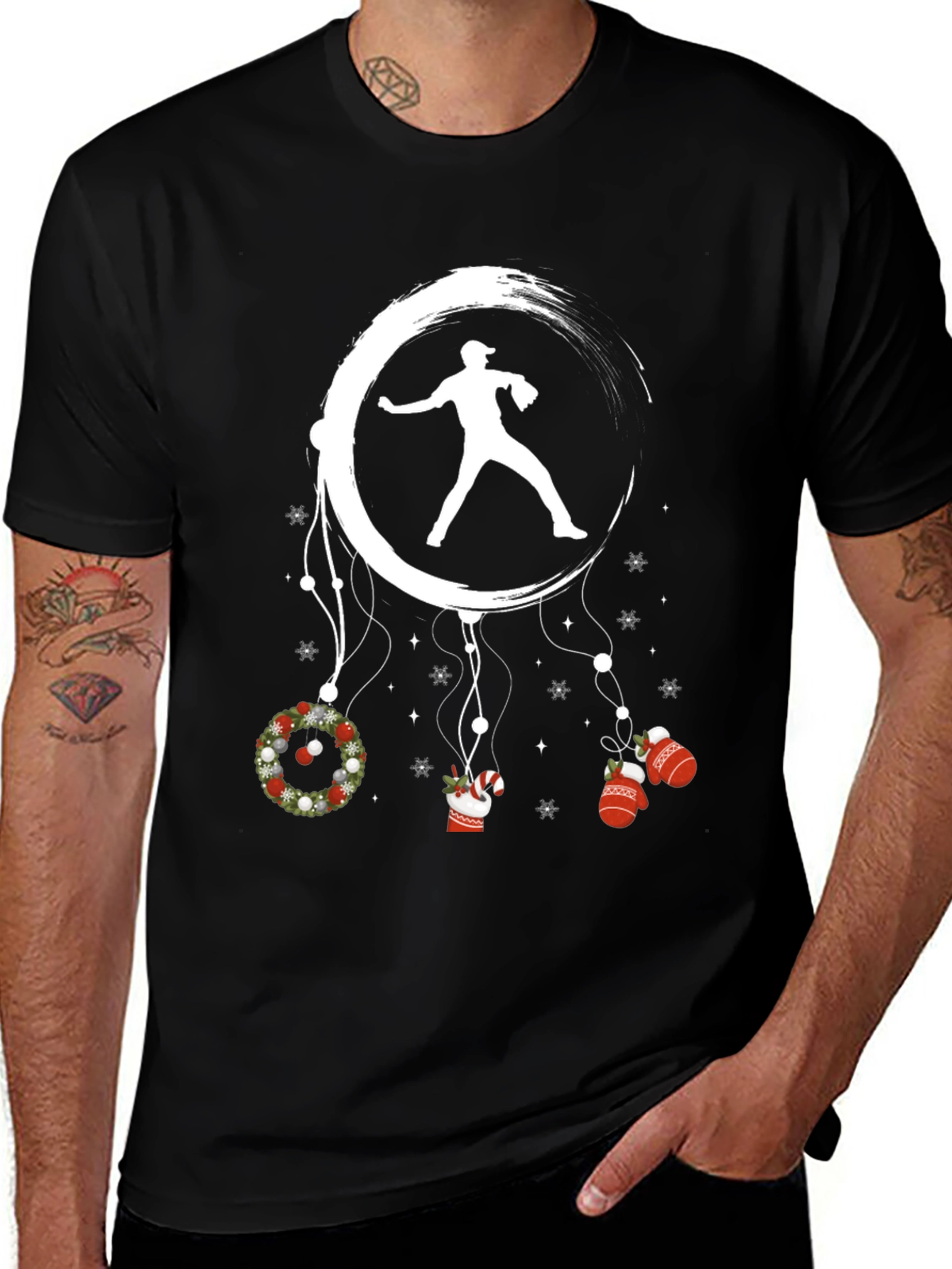 Baseball Christmas T-Shirt Pitcher Design